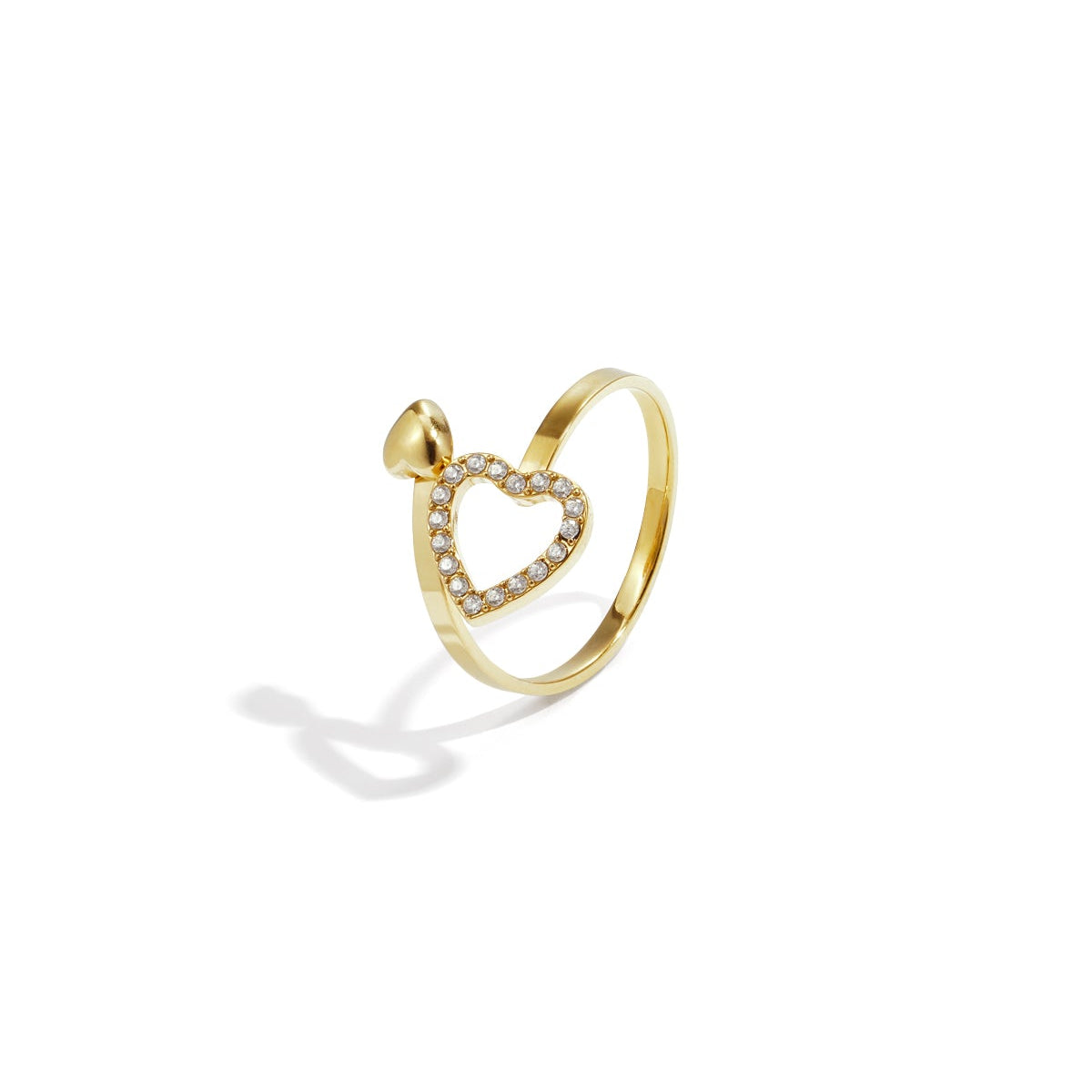 Adjustable ring with hearts and stones