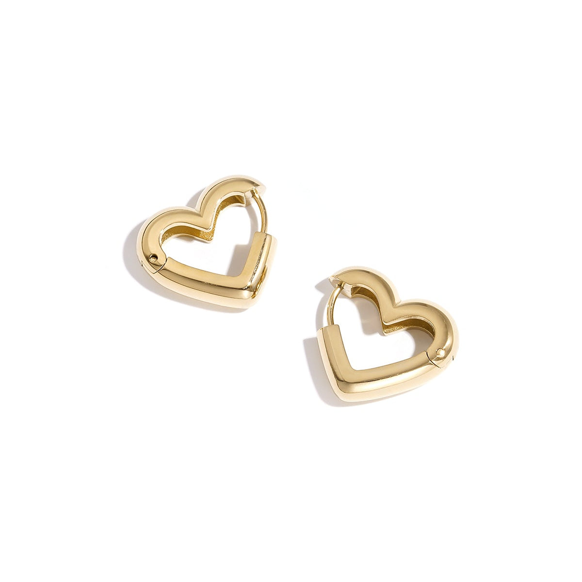 Heart shaped hoop earrings in three sizes