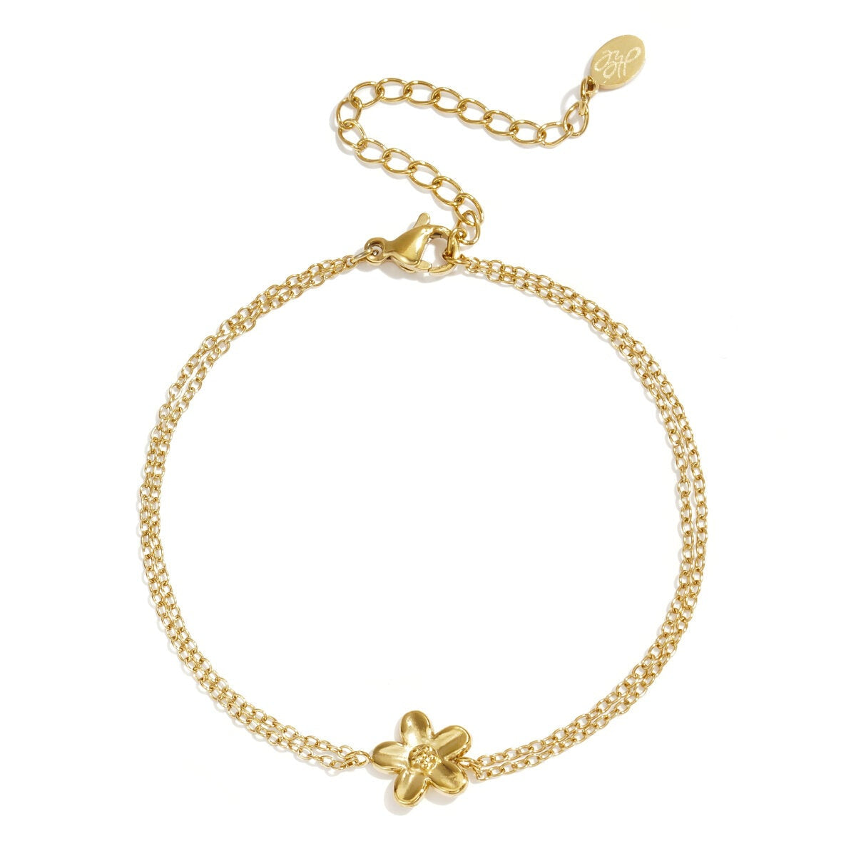 Stylish stainless steel flower charm bracelet