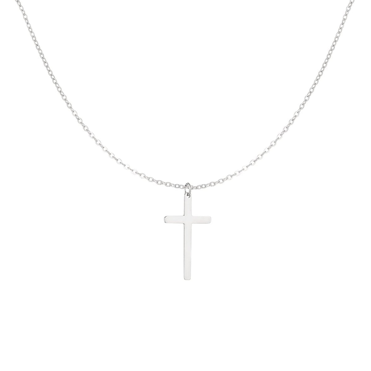 Necklace cross charm   silver color color