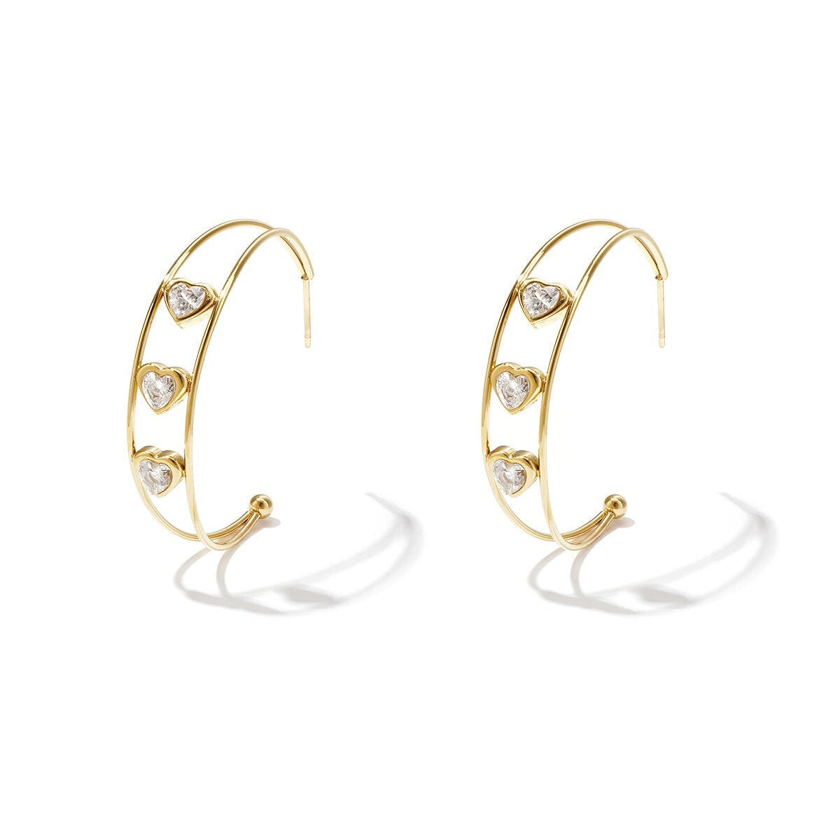Elegant Gold Heart Hoop Earrings for Women