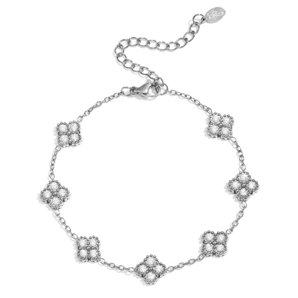 Elegant All-Fit Zircon Charm Bracelet - Silver & Gold