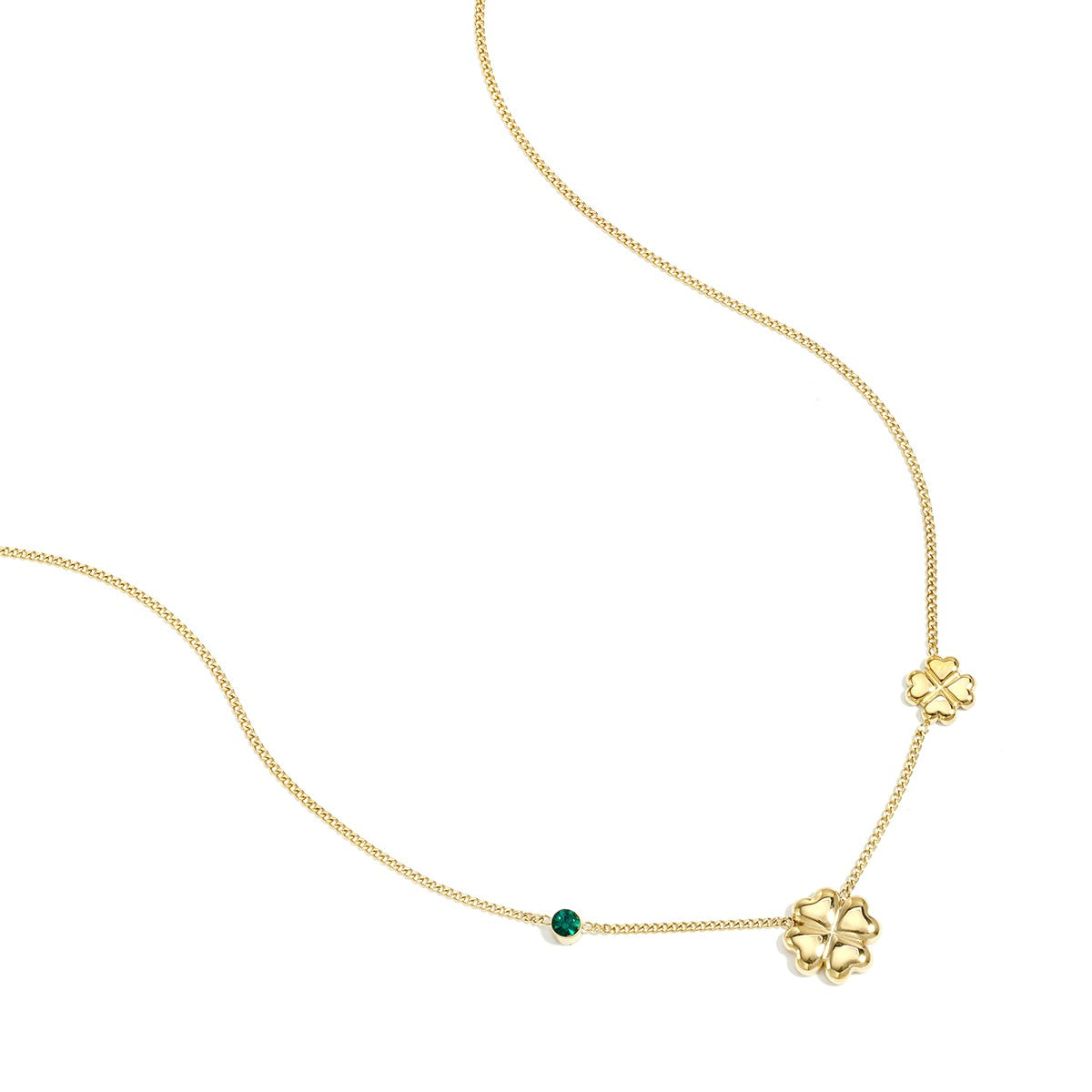 Necklace with clovers and colored stones