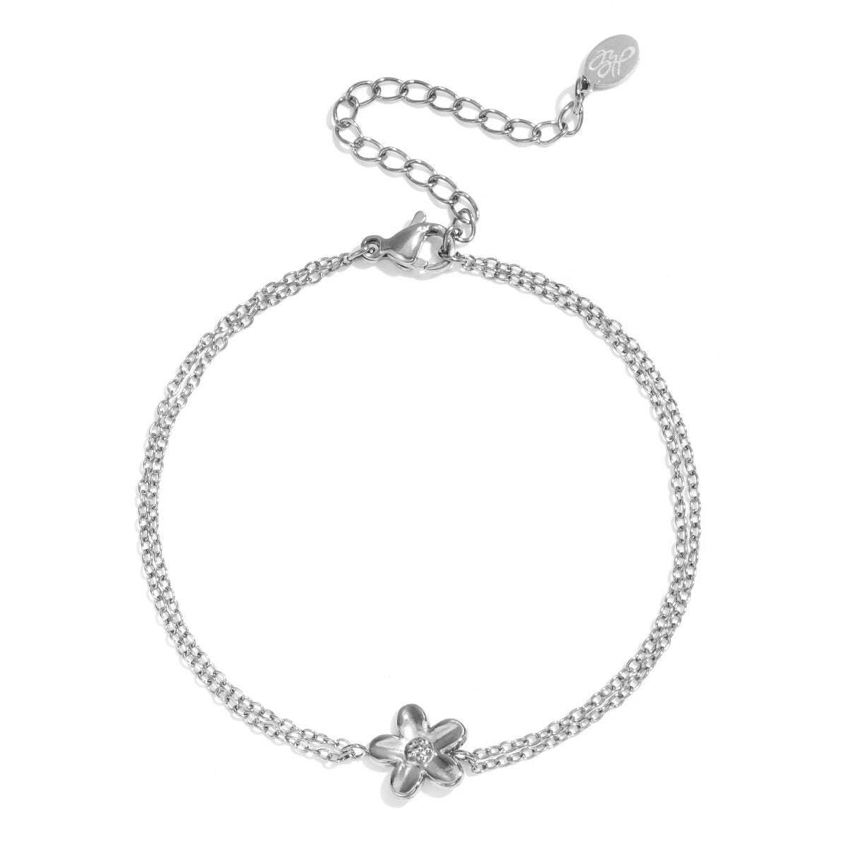 Stylish Stainless Steel Flower Charm Bracelet