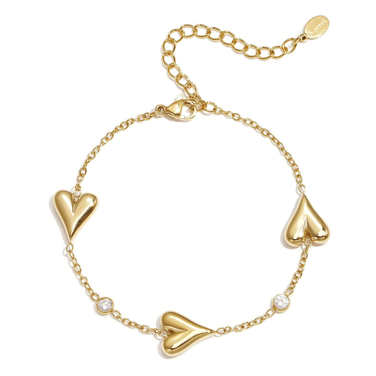 Elegant heart charm bracelet for women, all fit