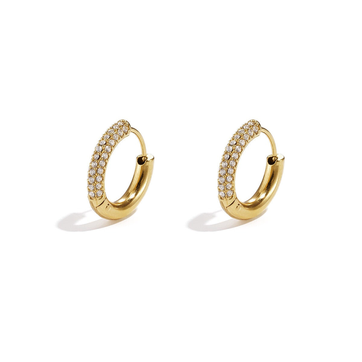 Elegant Rhinestone Hoop Earrings - Silver & Gold