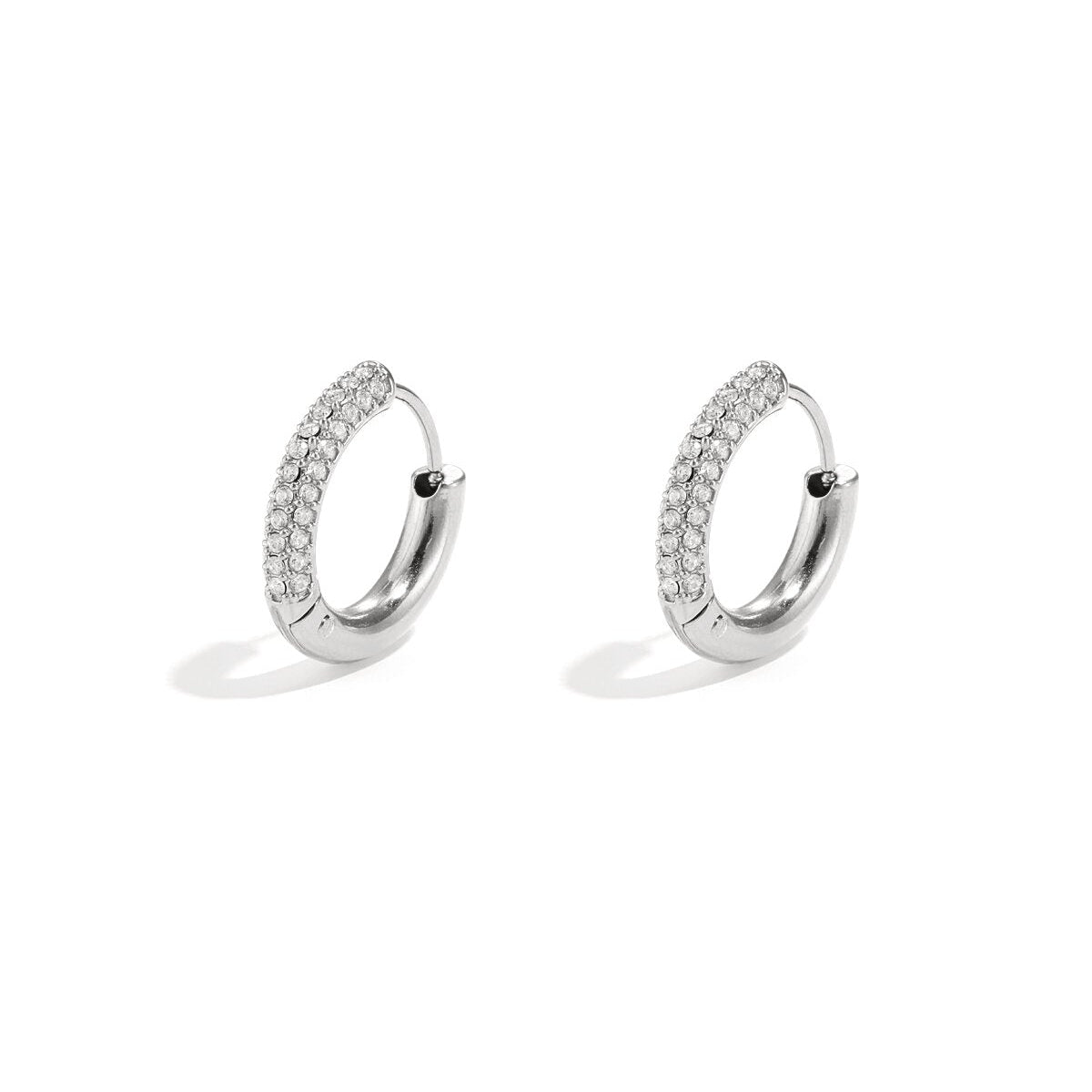Elegant Rhinestone Hoop Earrings - Silver & Gold