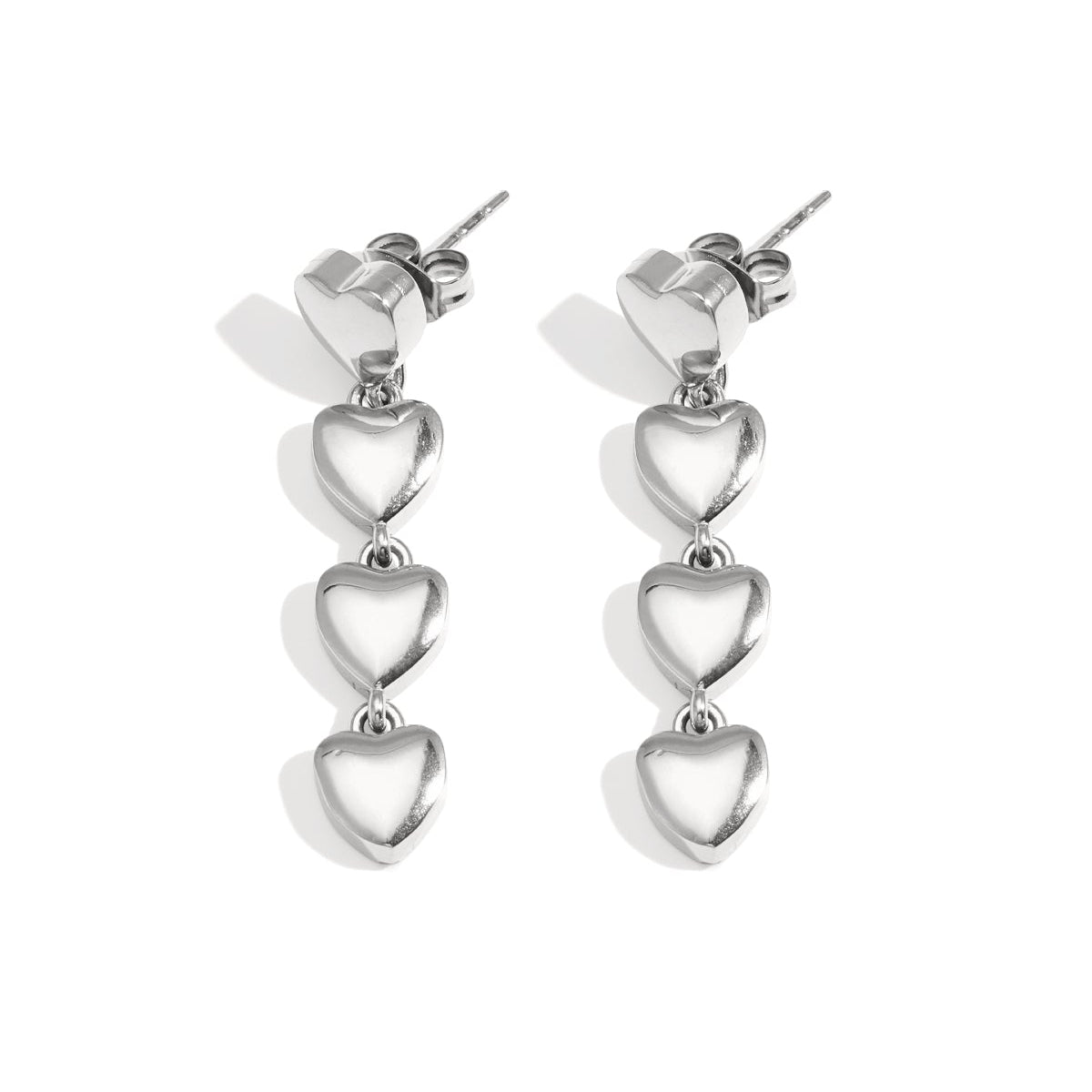 Row of heart earrings