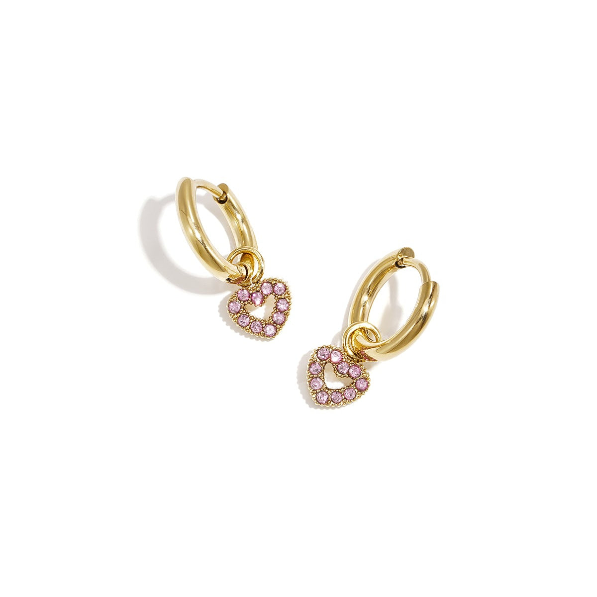 Earrings with decorated heart charm