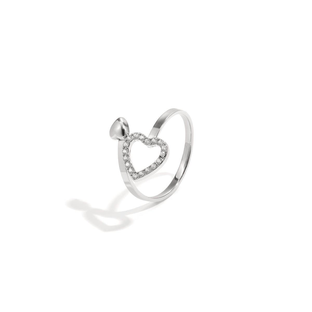Adjustable ring with hearts and stones