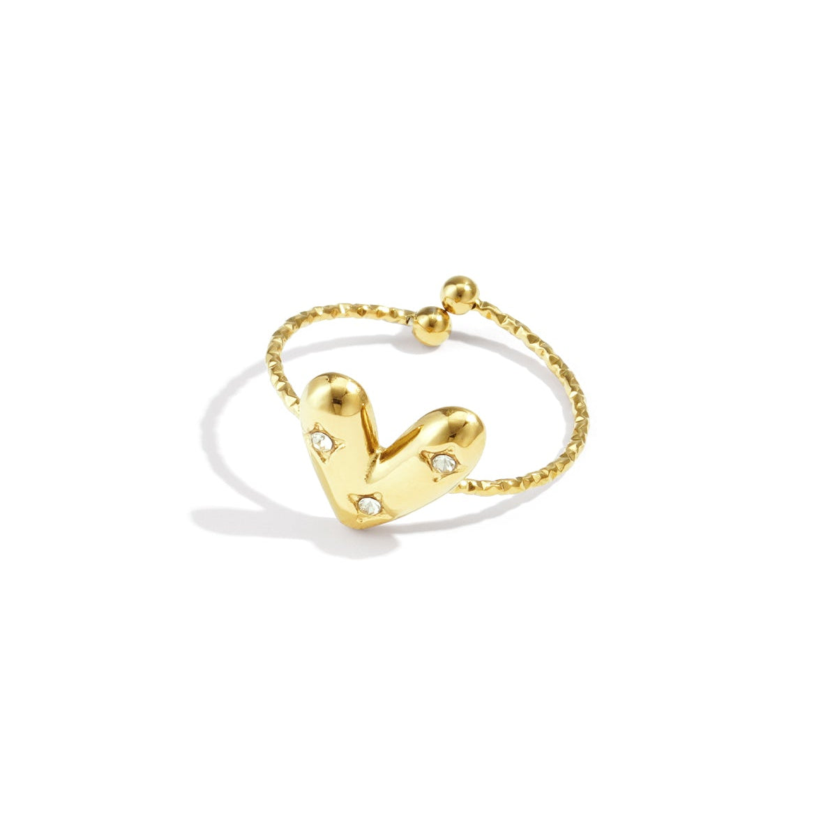 Adjustable ring with decorated heart