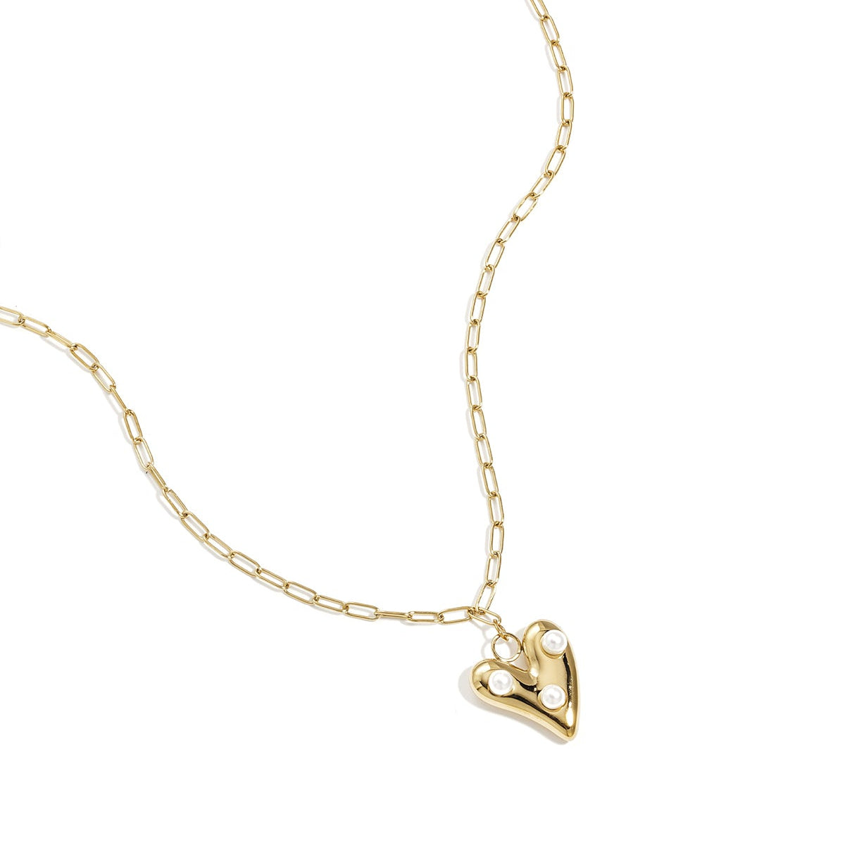 Necklace with hanging heart and pearls