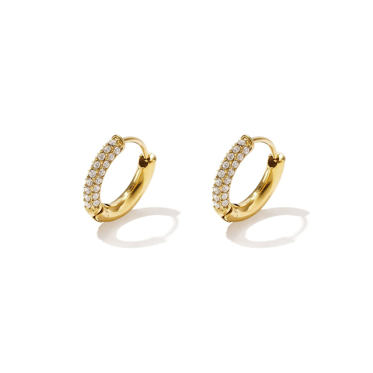 Elegant Rhinestone Hoop Earrings - Silver & Gold