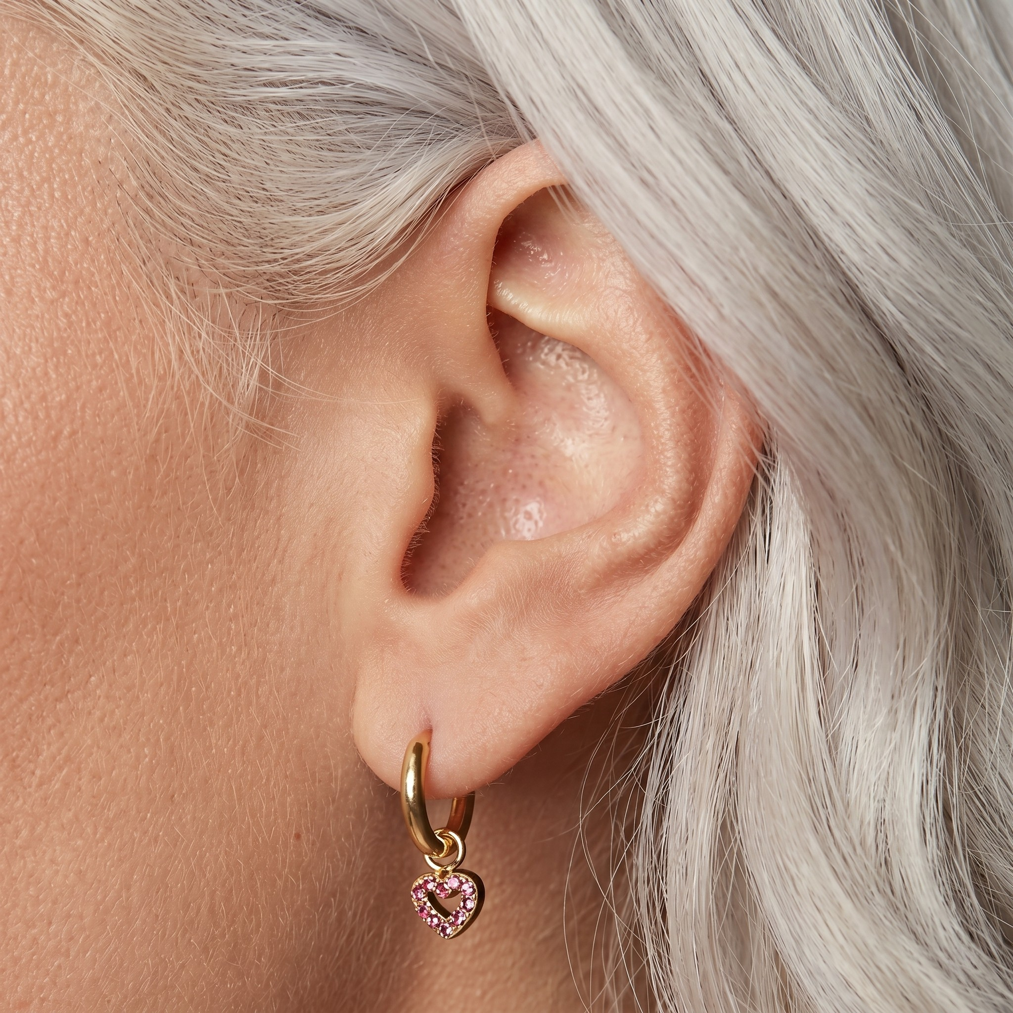 The Amore Earrings | Gold Crystal Open Heart Huggie Earrings