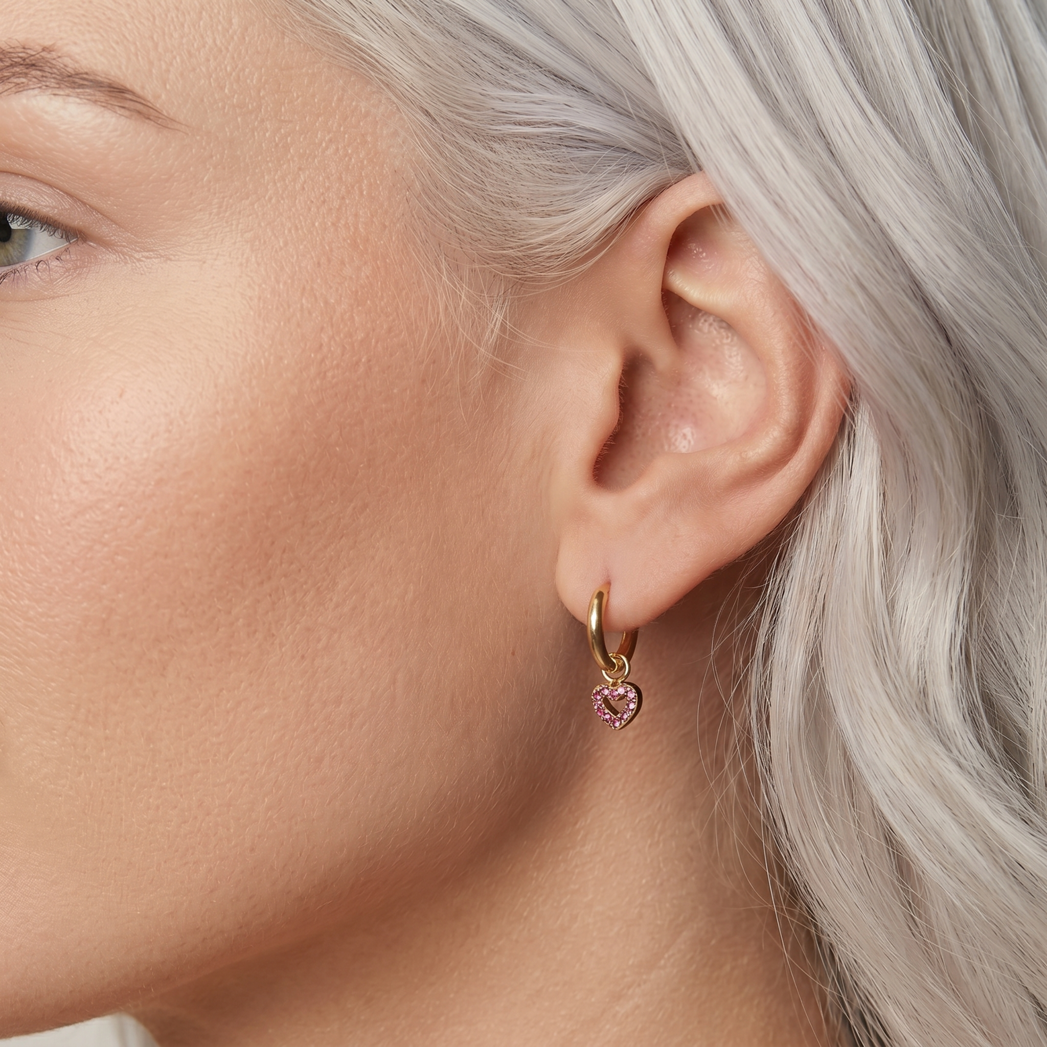 The Amore Earrings | Gold Crystal Open Heart Huggie Earrings