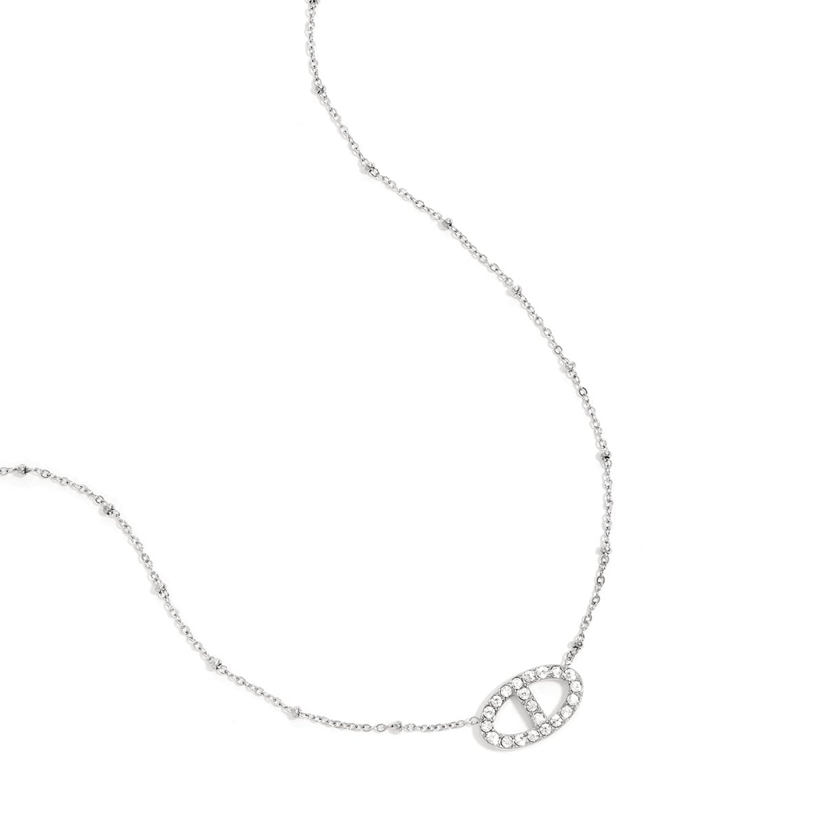 Necklace with decorated oval pendant
