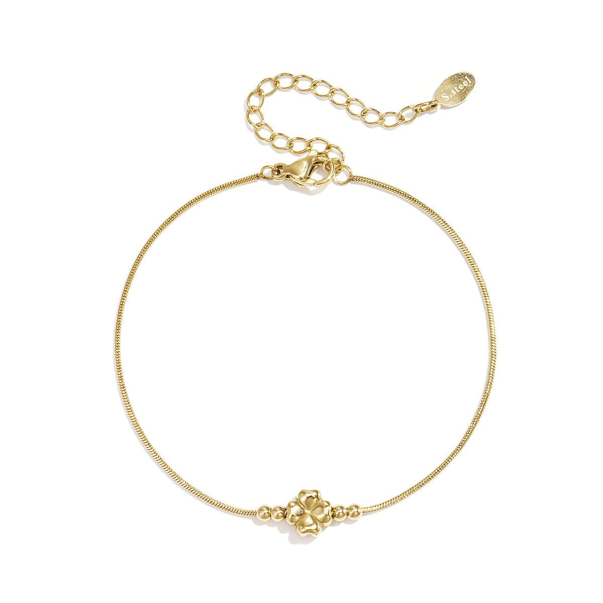Elegant stainless steel clover charm bracelet
