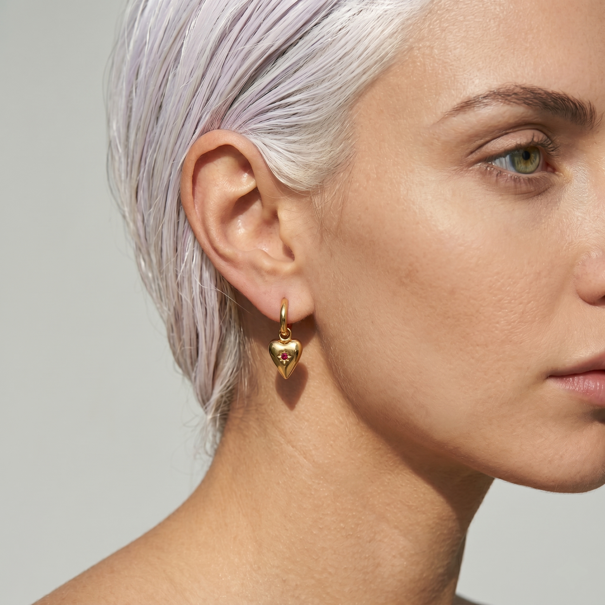 The Birthstone Earrings | Gold Heart Huggie Earrings