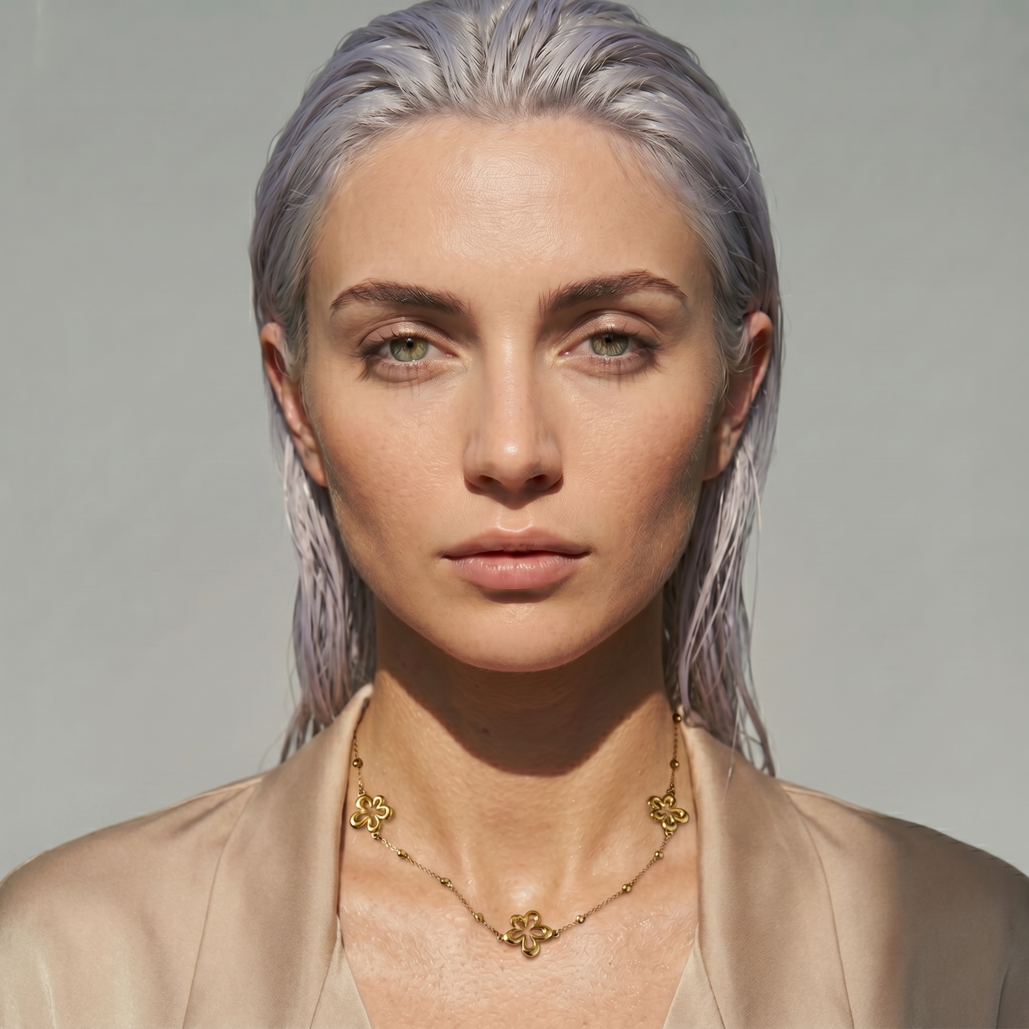 The Blossom Necklace | Gold Triple Flower Beaded Chain Necklace