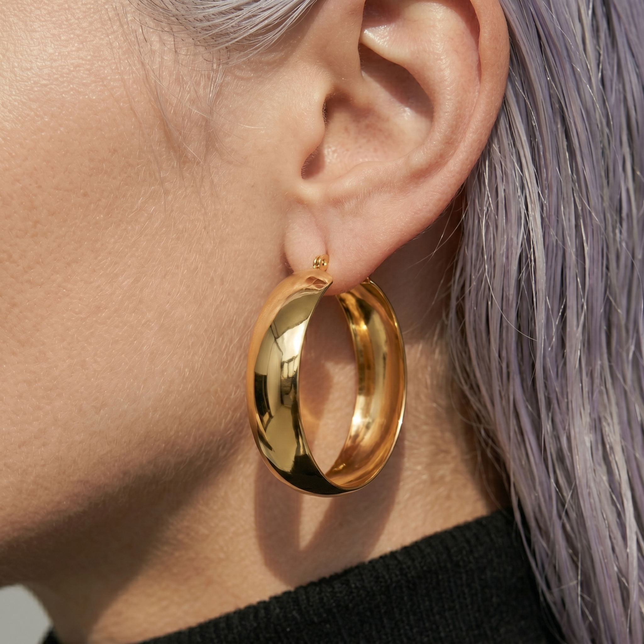 The Bold Earrings | Chunky Gold Wide Hoop Earrings