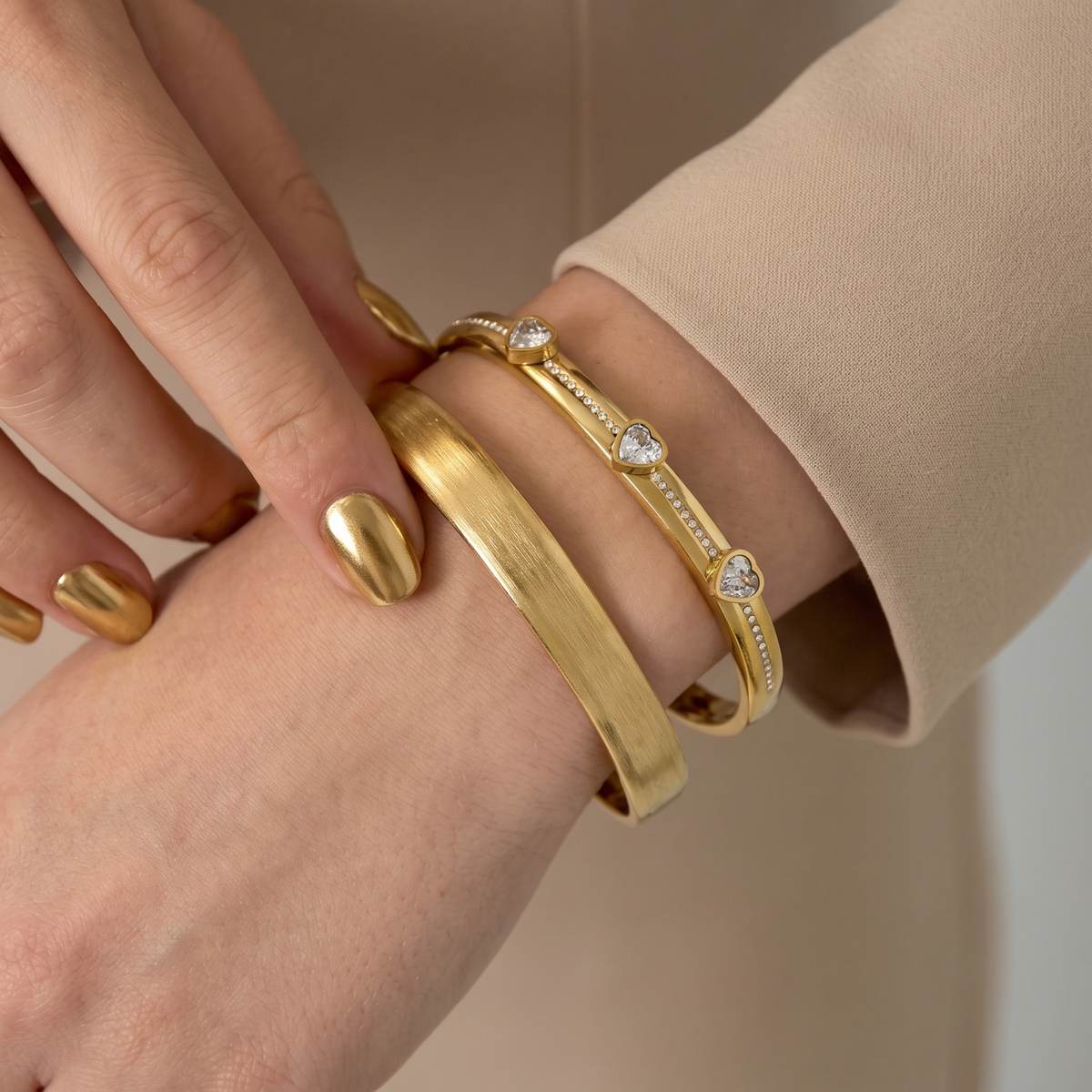 The Brushed Cuff | Gold Classic Open Bangle