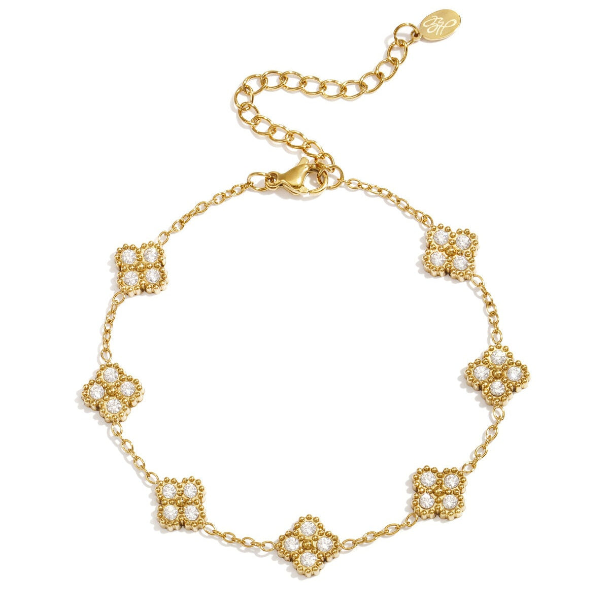 Elegant all fit zircon charm bracelet   silver & gold