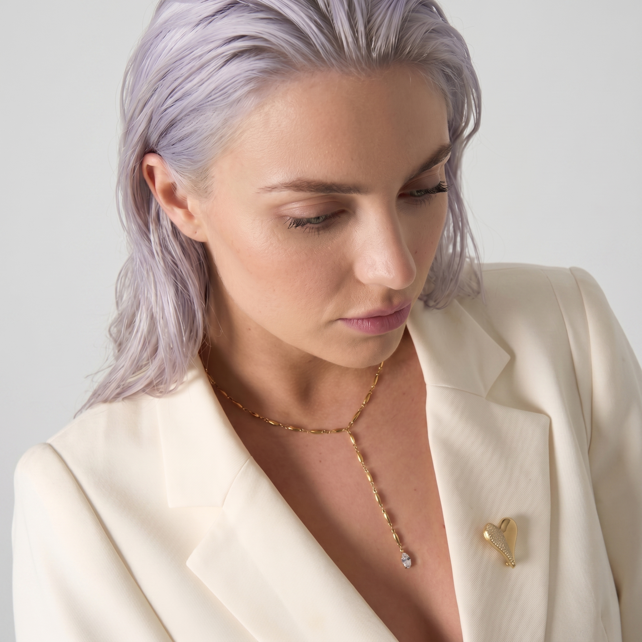 The Celeste Necklace | Dainty Gold Lariat Drop Crystal Necklace