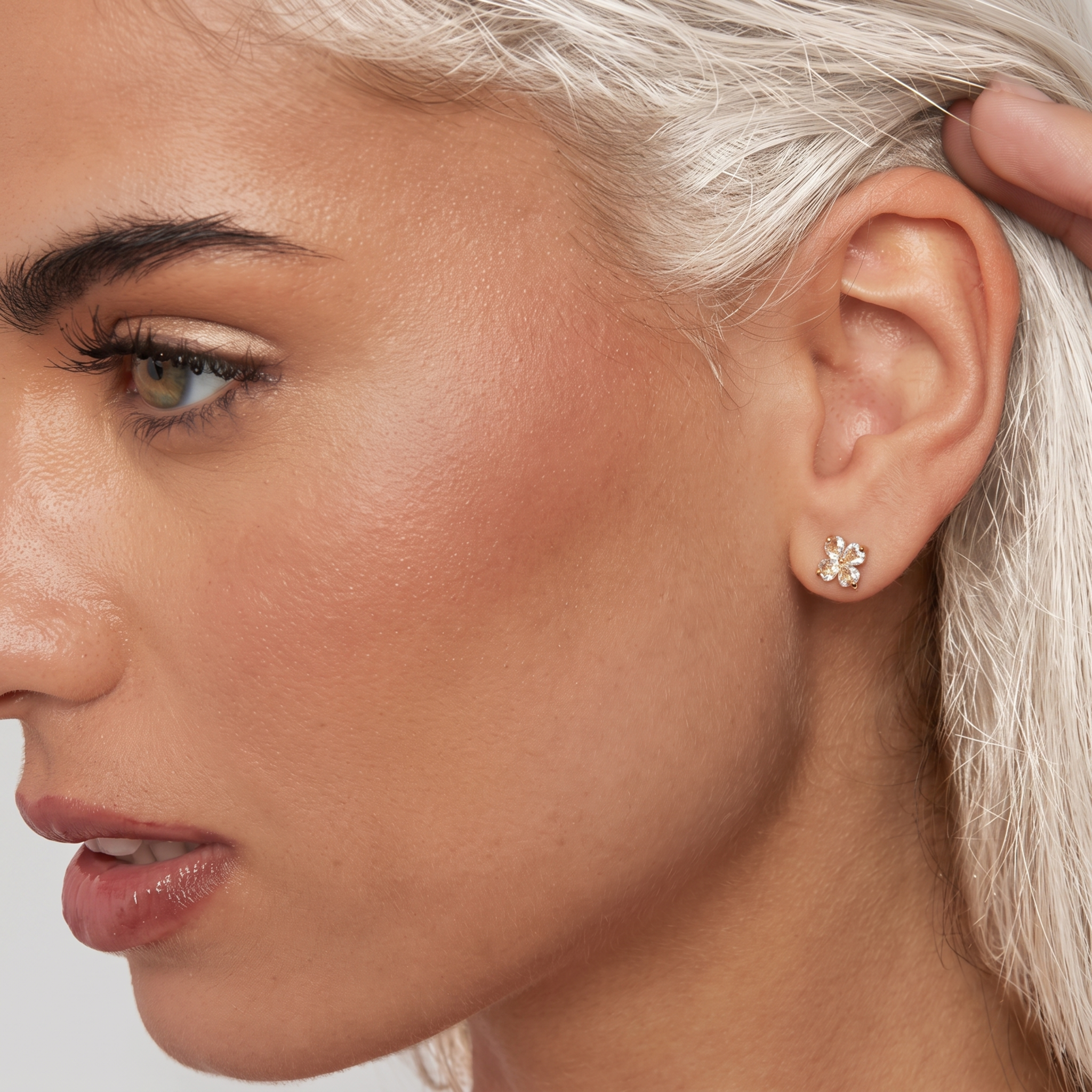 The Clover Studs | Gold Crystal Four-Leaf Clover Earrings