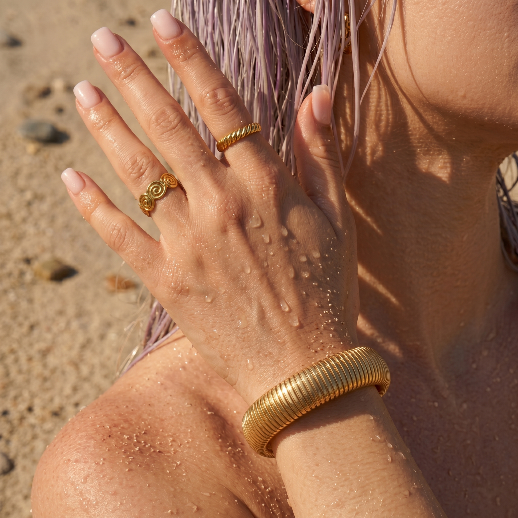 The Cobra Bracelet | Gold Ribbed Stretch Bracelet