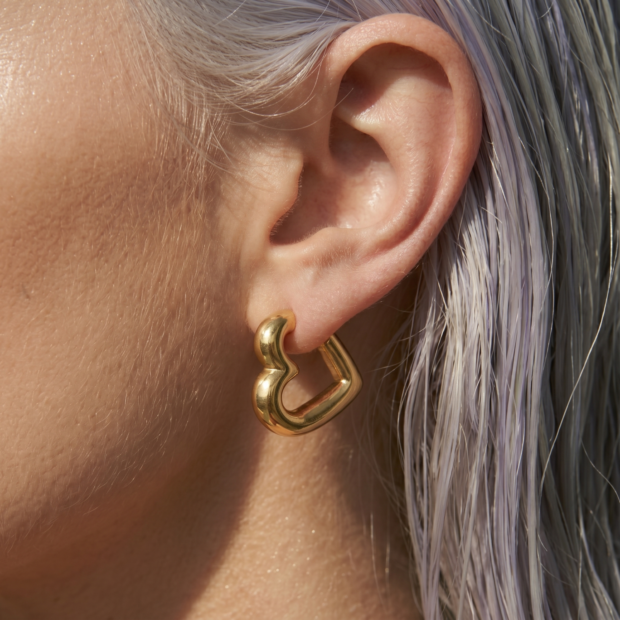 The Cora Earrings | Dainty Gold Heart Hoop Earrings