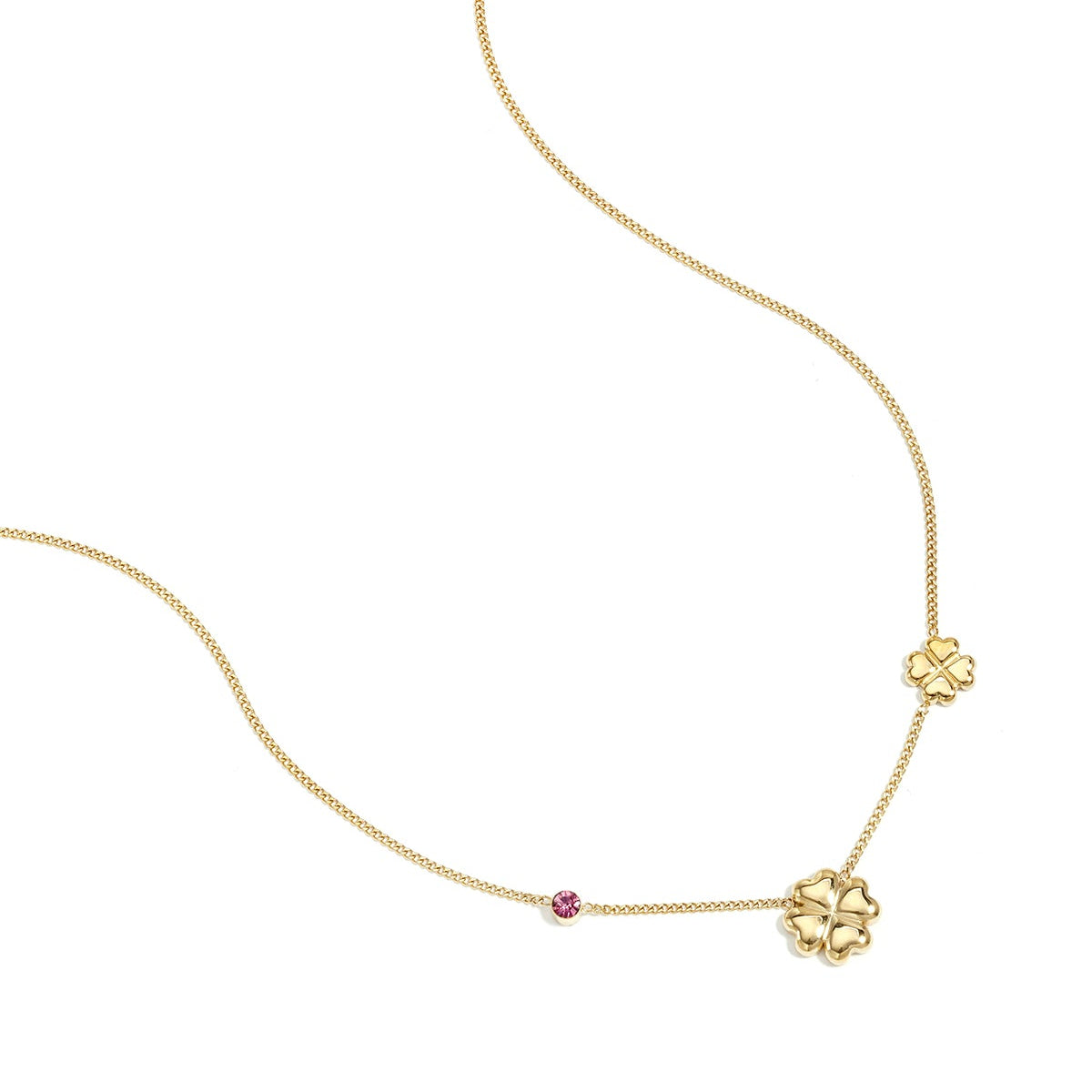 Necklace with clovers and colored stones