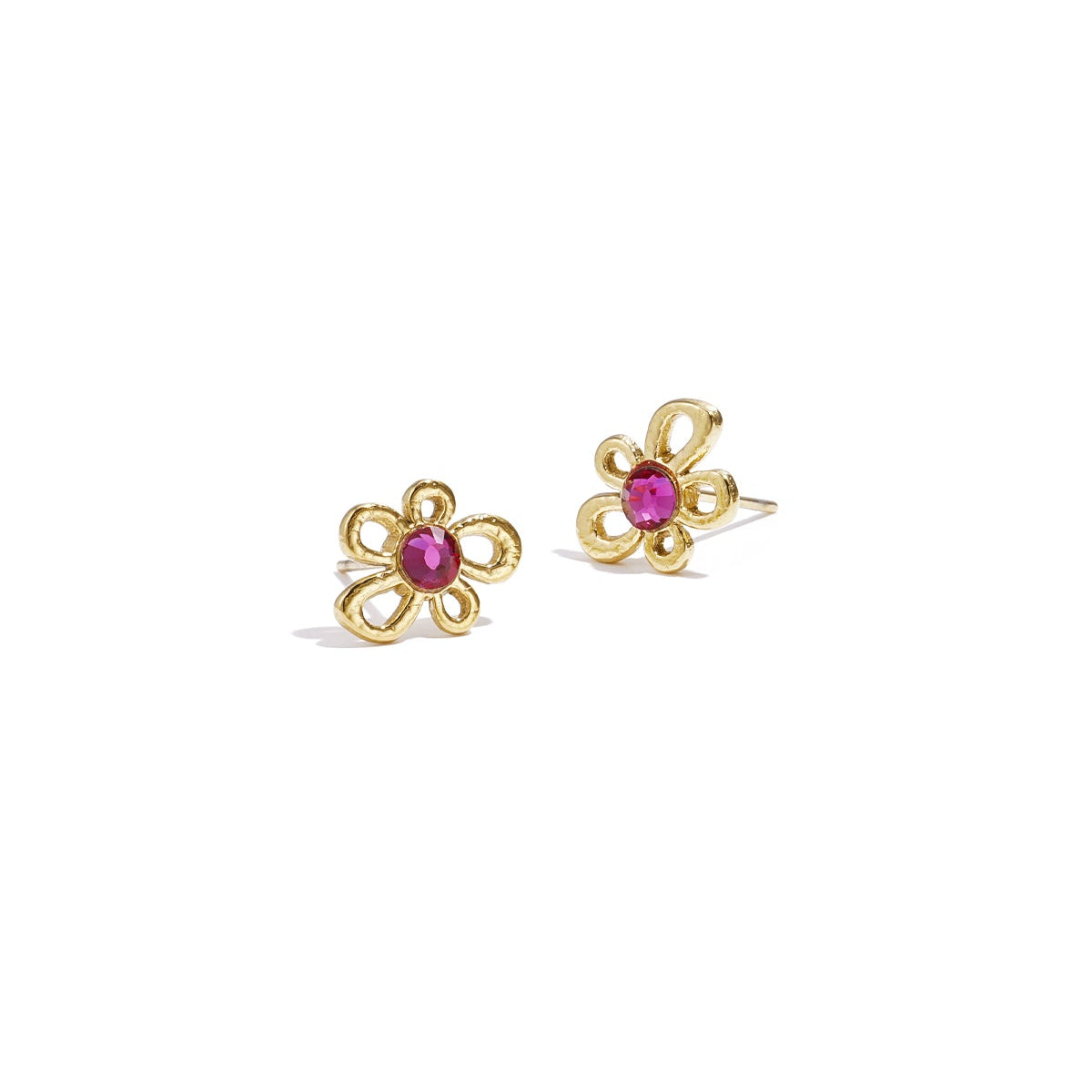 Flower like shape stud earrings with stone detail