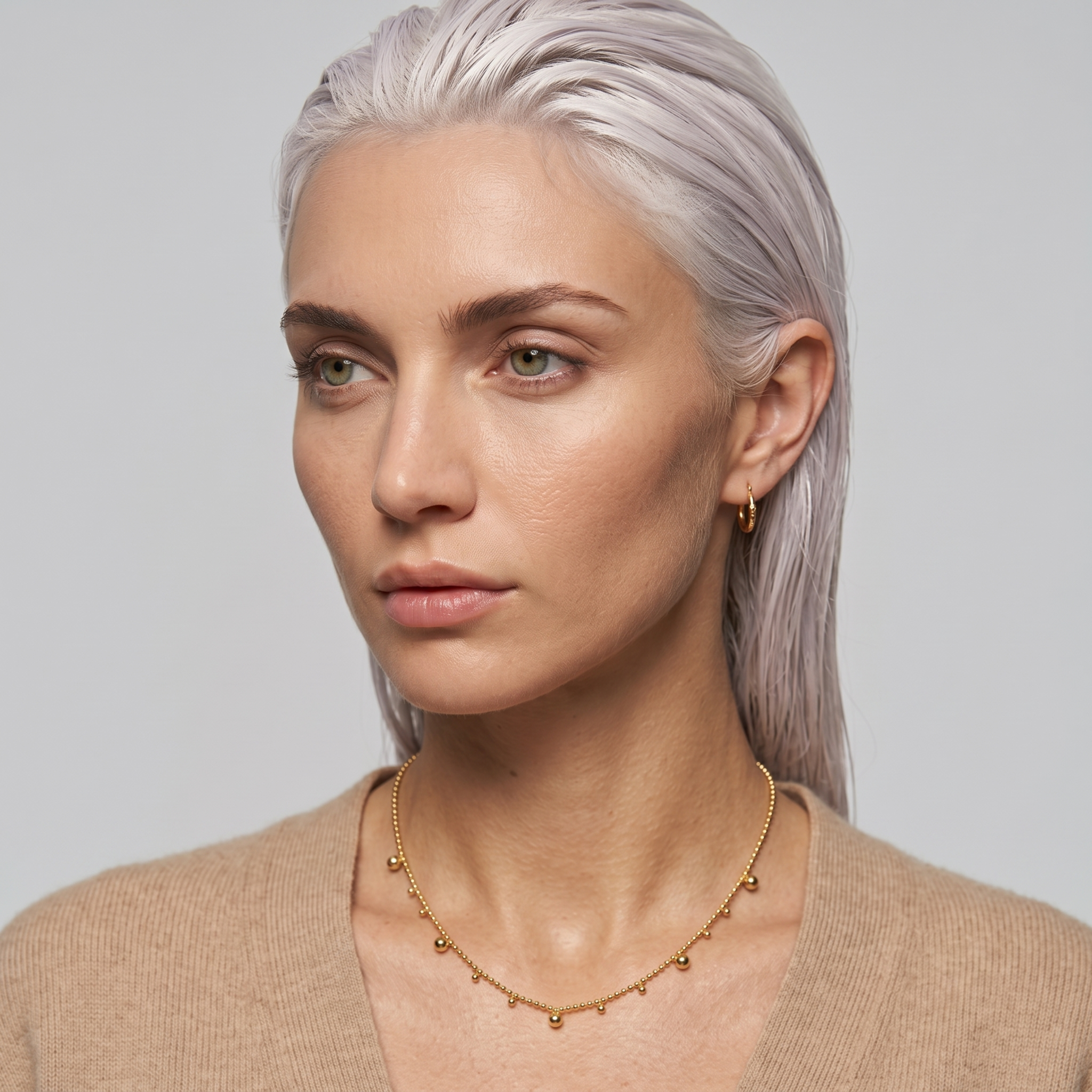 The Droplet Necklace | Gold Ball Chain Necklace with Dangling Beads