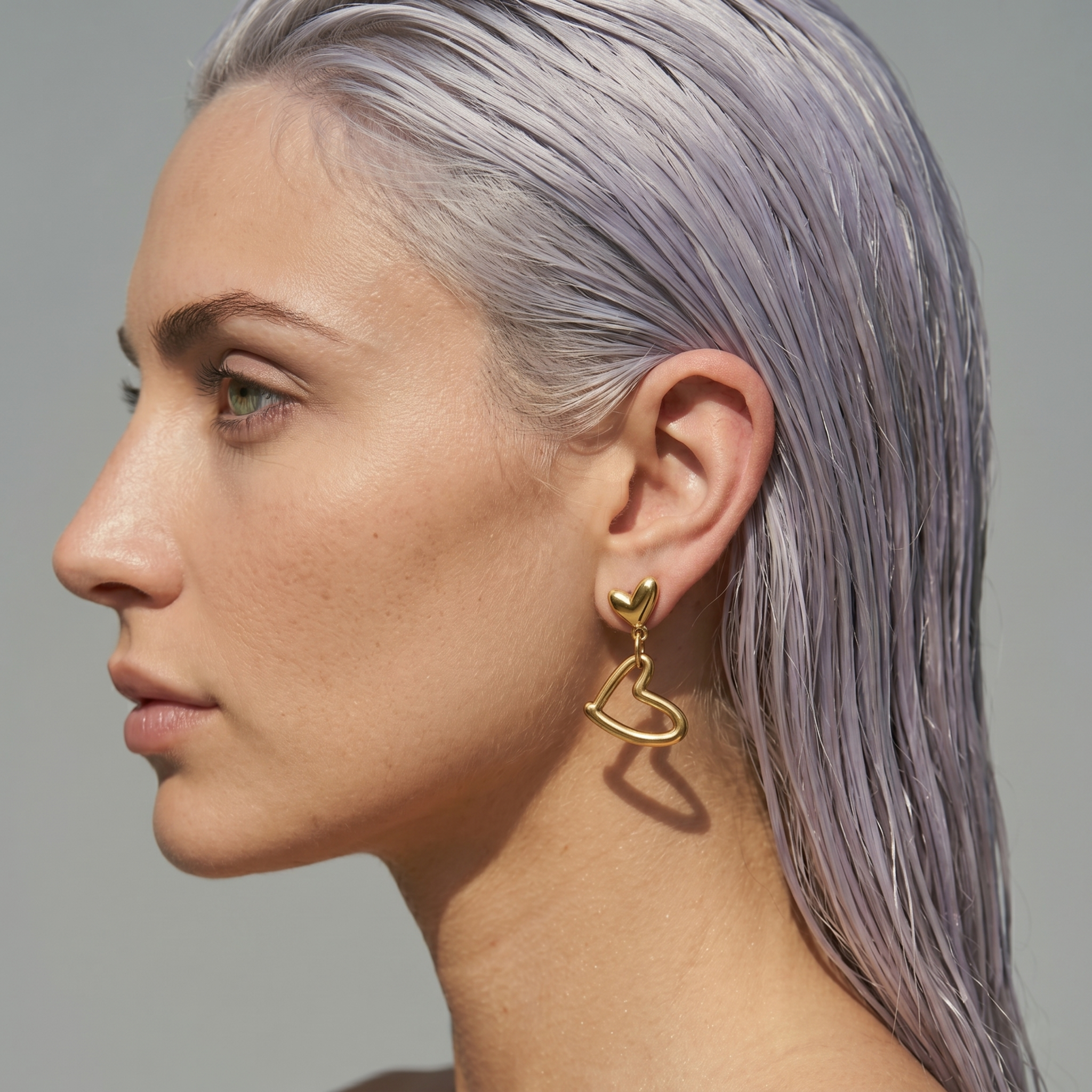 The Duo Earrings | Gold Double Heart Drop Earrings