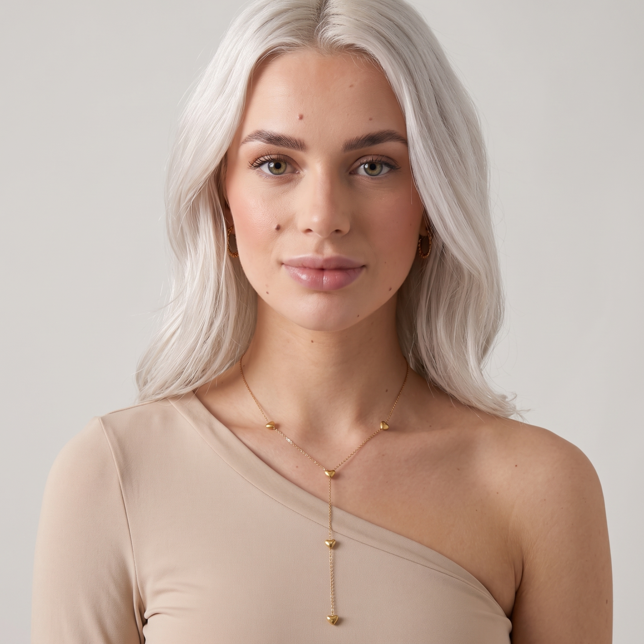 The Falling Hearts Necklace | Gold Heart Lariat Drop Necklace