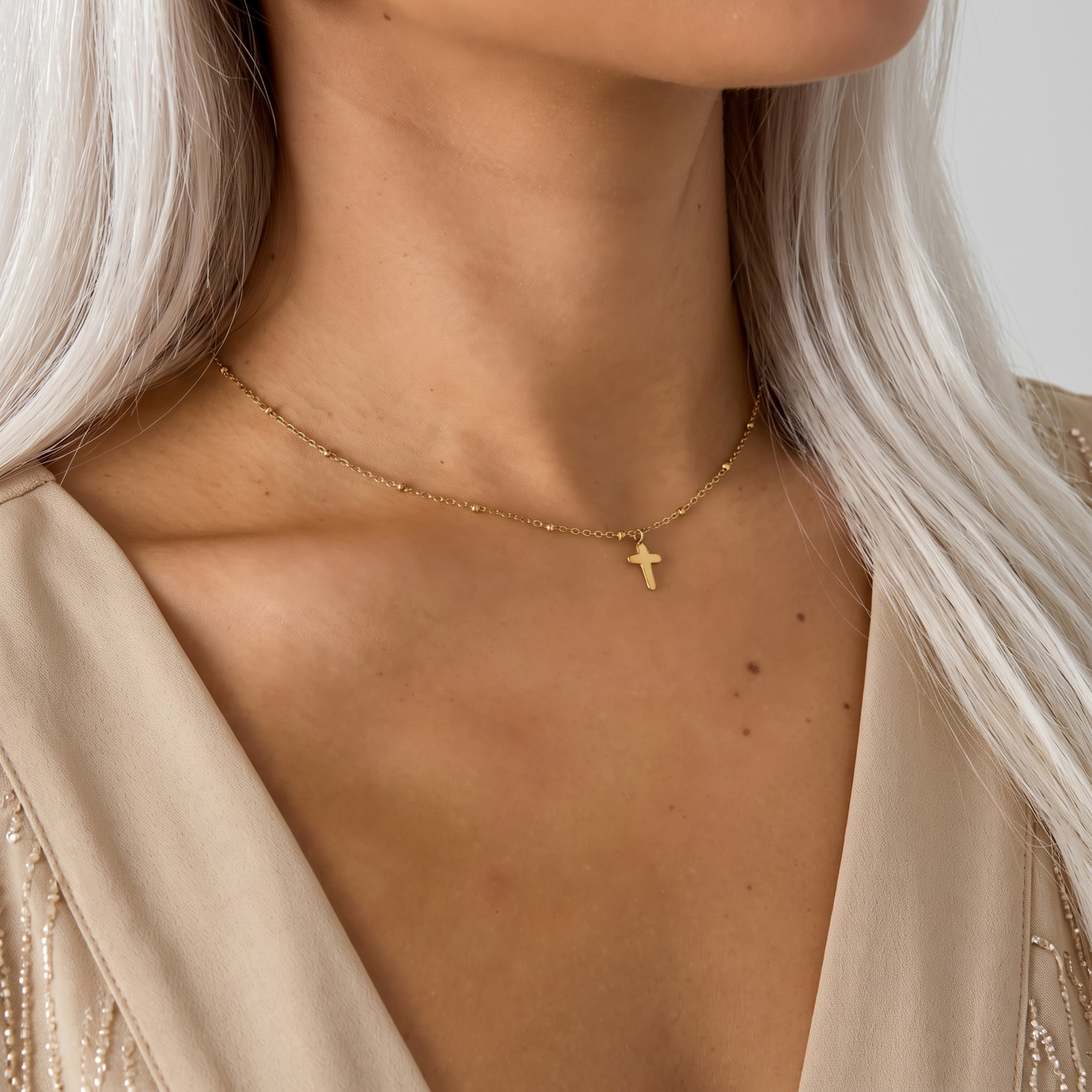 The Grace Cross Necklace | Minimalist Gold Cross Pendant Necklace