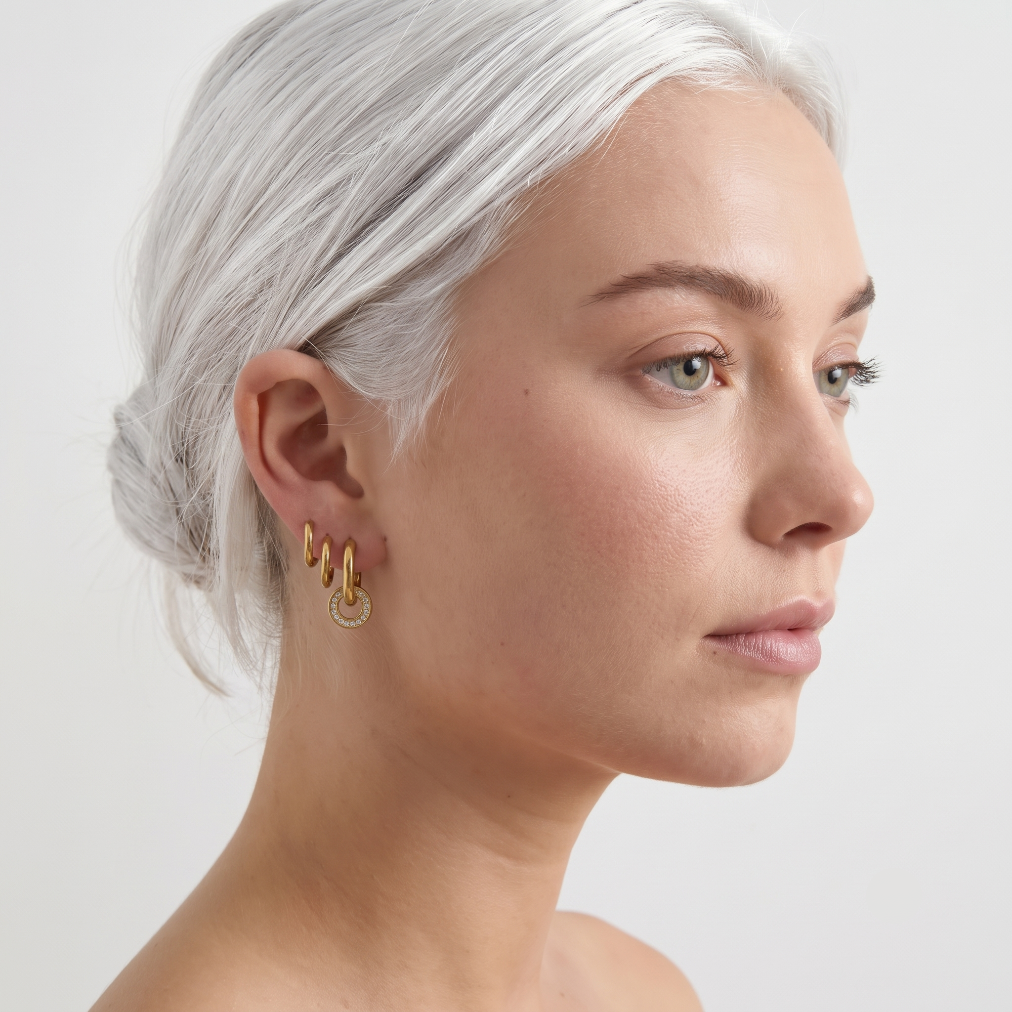 The Interlock Hoop Earrings | Gold Chain-Link Crystal Hoops