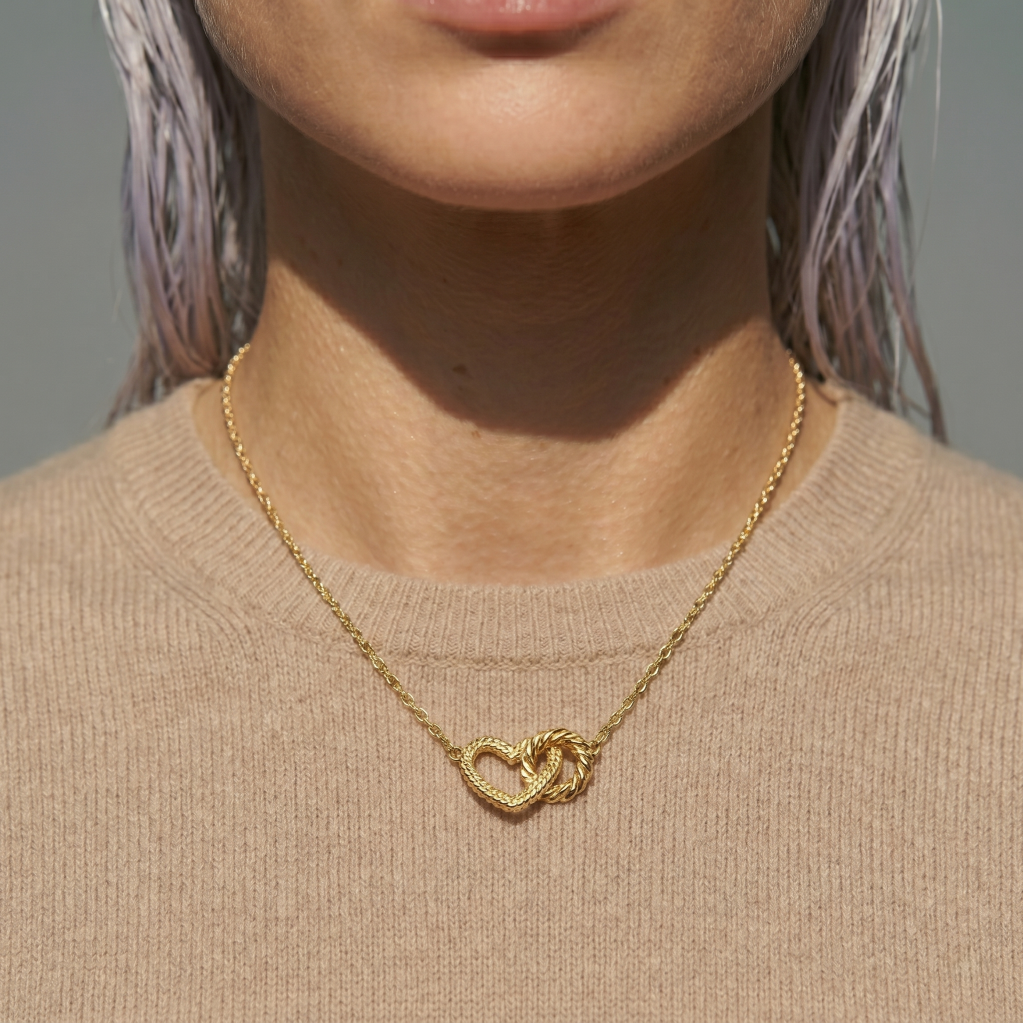 The Interlock Necklace | Gold Twisted Heart & Circle Pendant Necklace