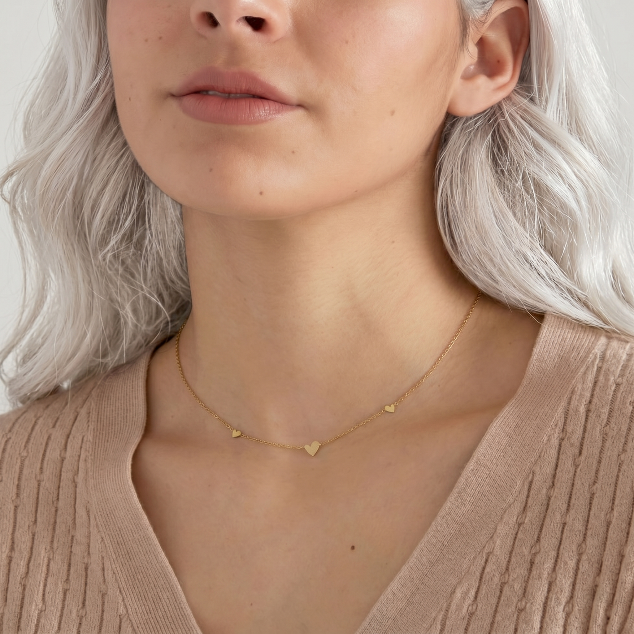 The Lovebug Necklace | Gold Triple Heart Chain Necklace