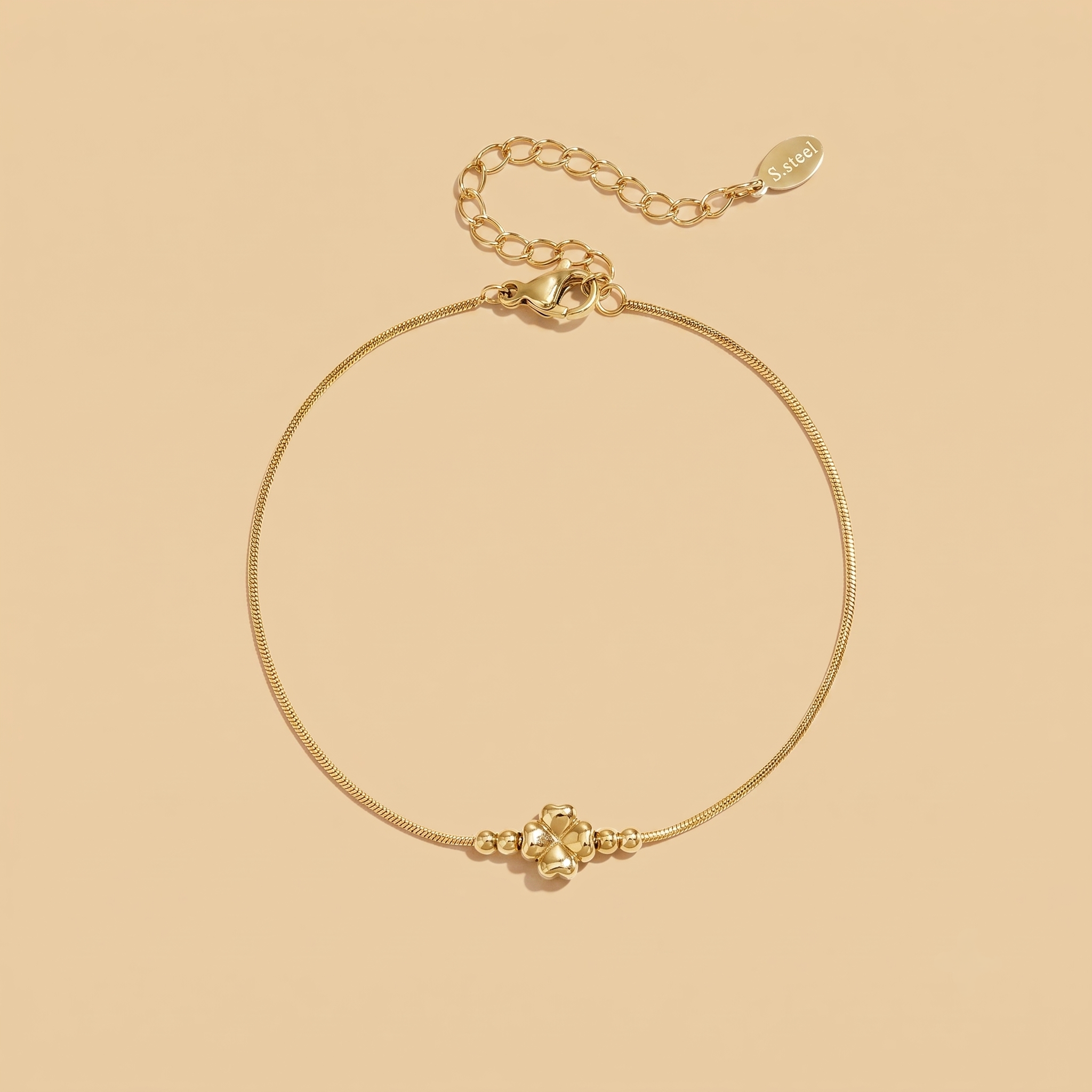 The Lucky Bracelet | Gold Clover Charm Snake Chain Bracelet