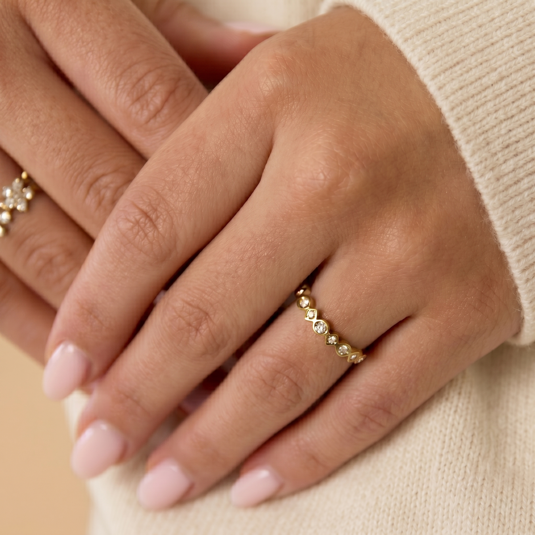 The Noor Ring | Dainty Gold Geometric Crystal Ring