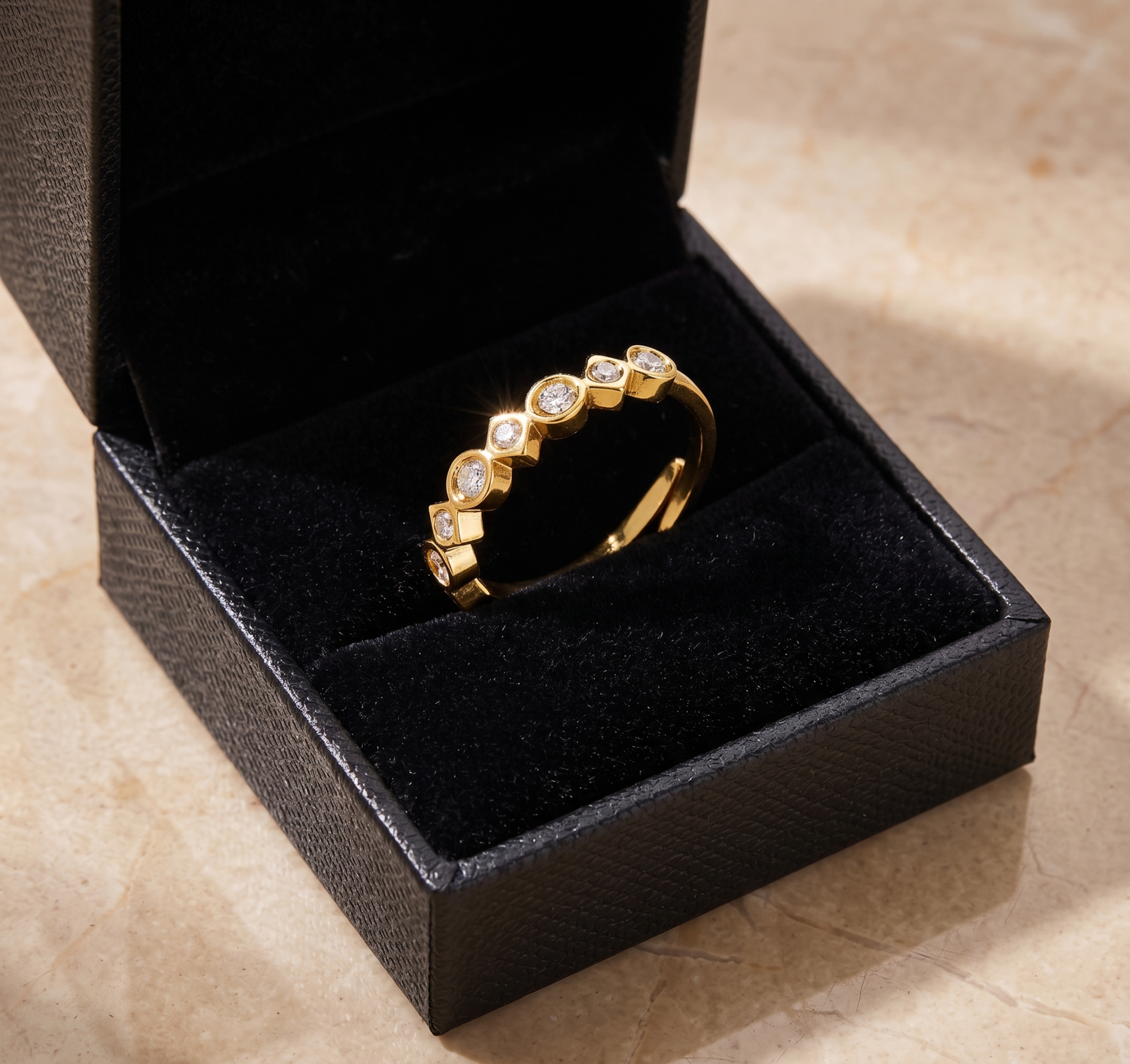 The Noor Ring | Dainty Gold Geometric Crystal Ring