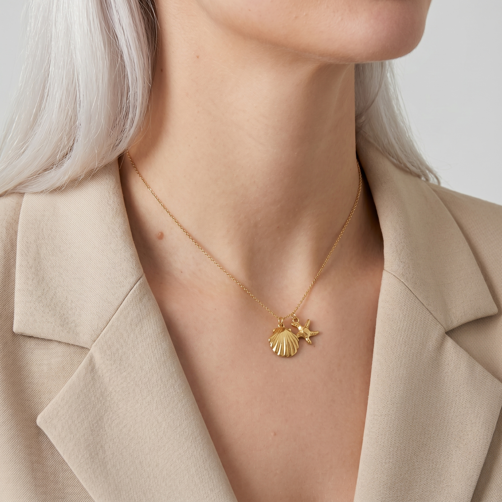 The Ocean Necklace | Gold Shell & Starfish Pendant Necklace