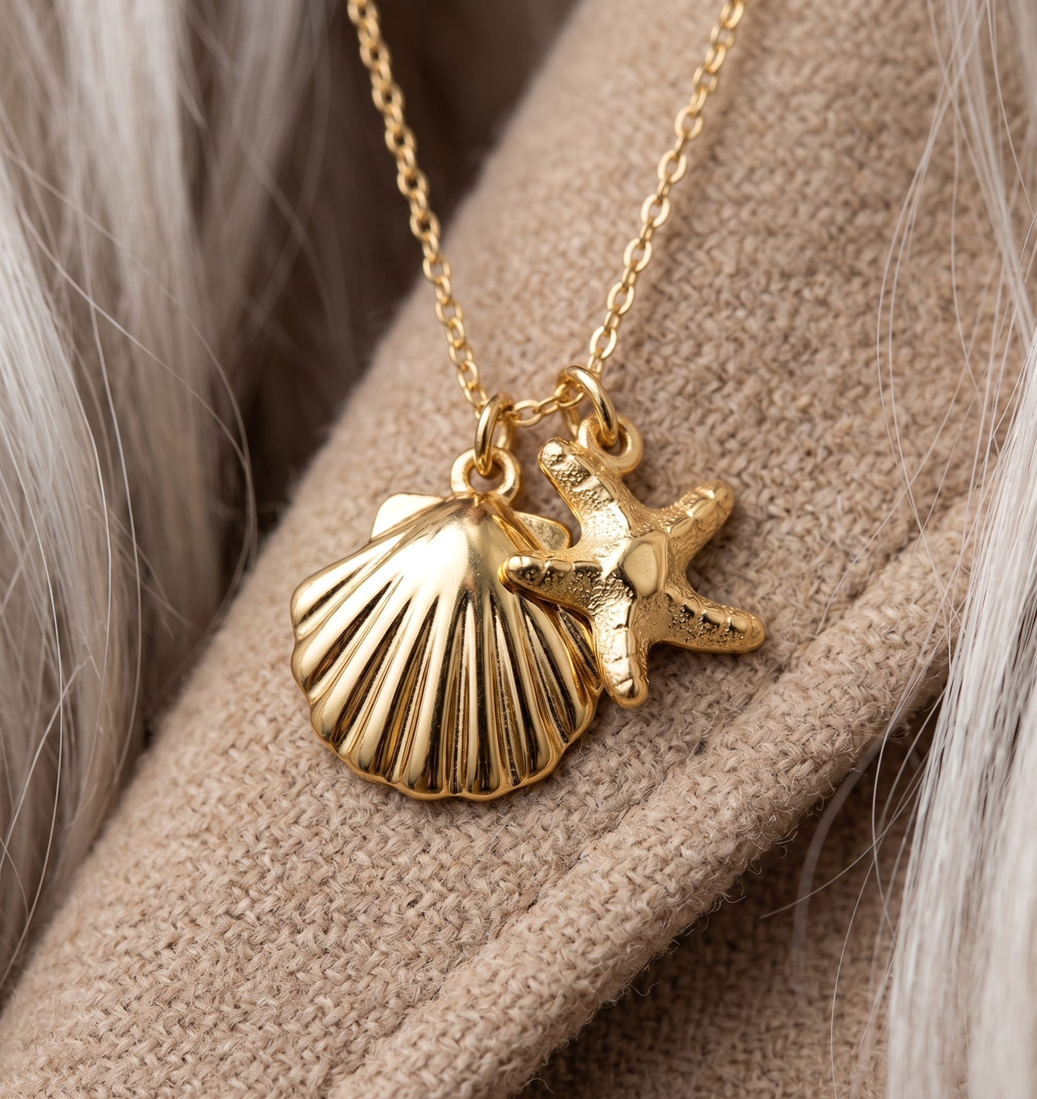 The Ocean Necklace | Gold Shell & Starfish Pendant Necklace