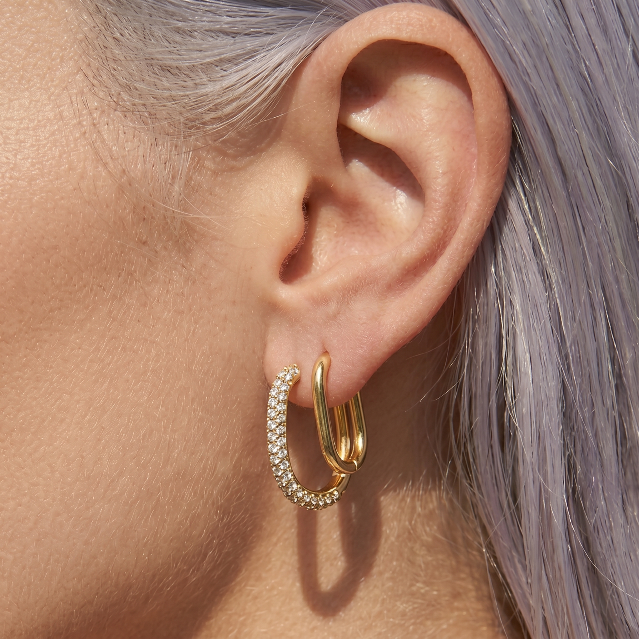 The Oval Earrings | Gold Oval Huggie Hoop Earrings