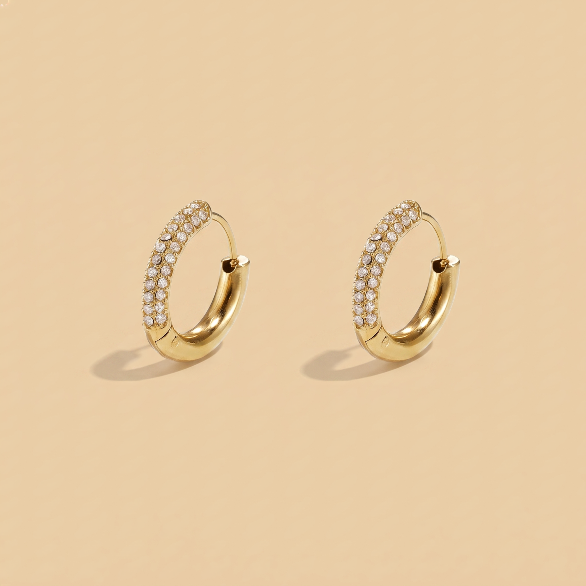 The Pavé Hoop Earrings | Gold Crystal Pavé Huggie Hoops