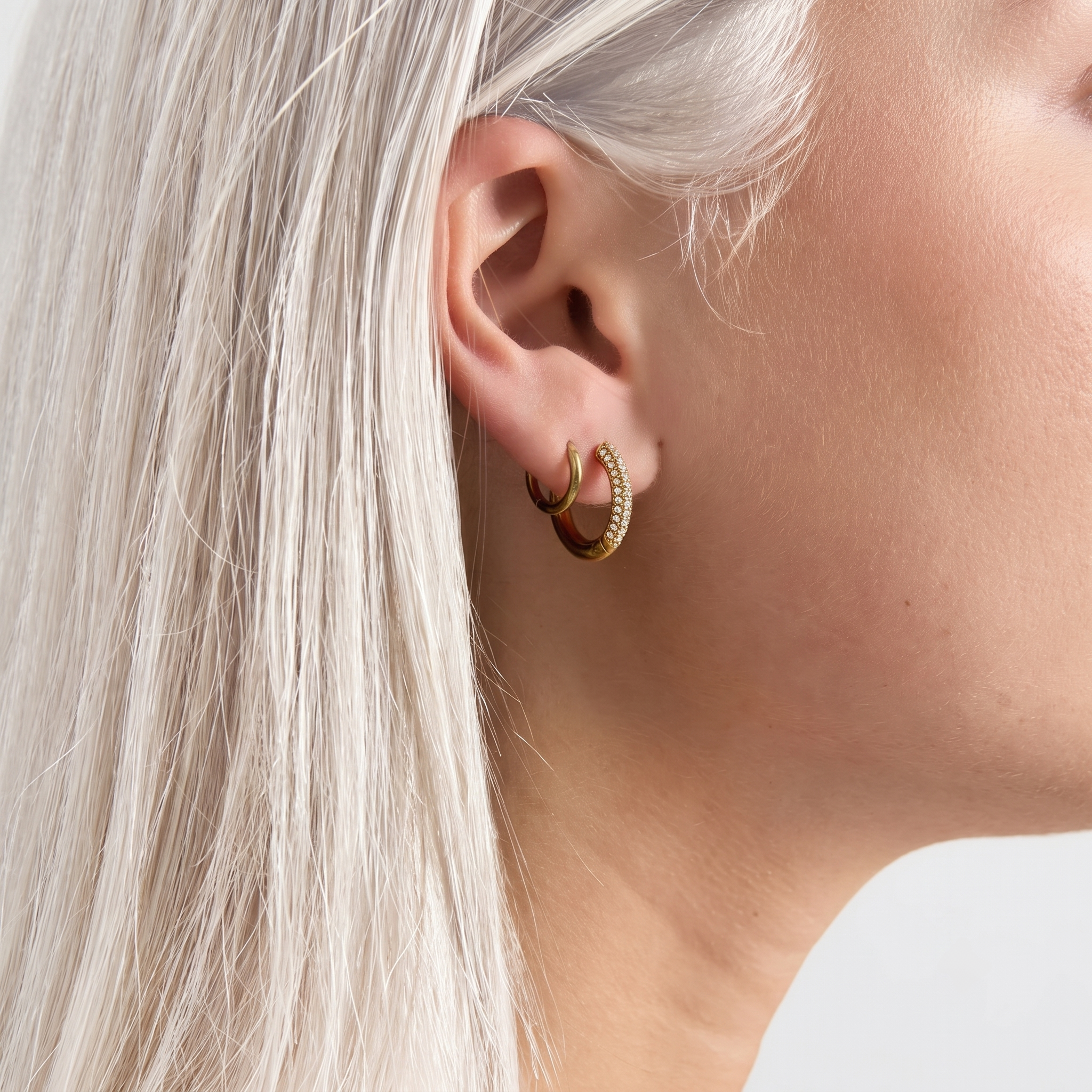 The Pavé Hoop Earrings | Gold Crystal Pavé Huggie Hoops