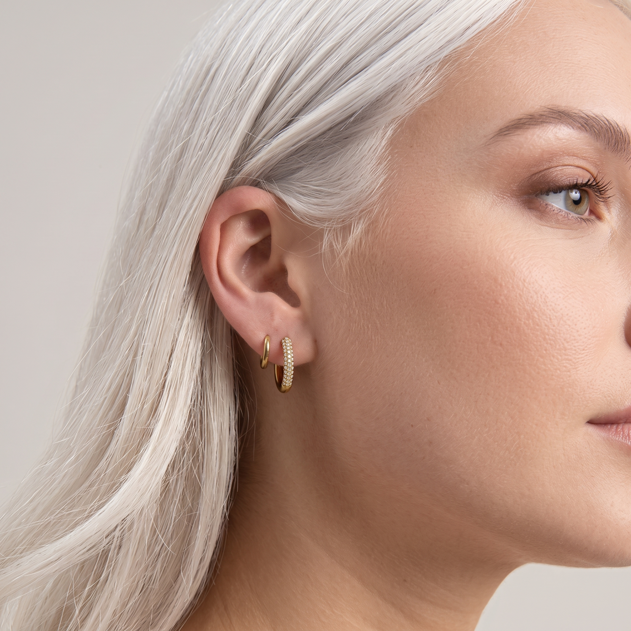 The Pavé Hoop Earrings | Gold Crystal Pavé Huggie Hoops