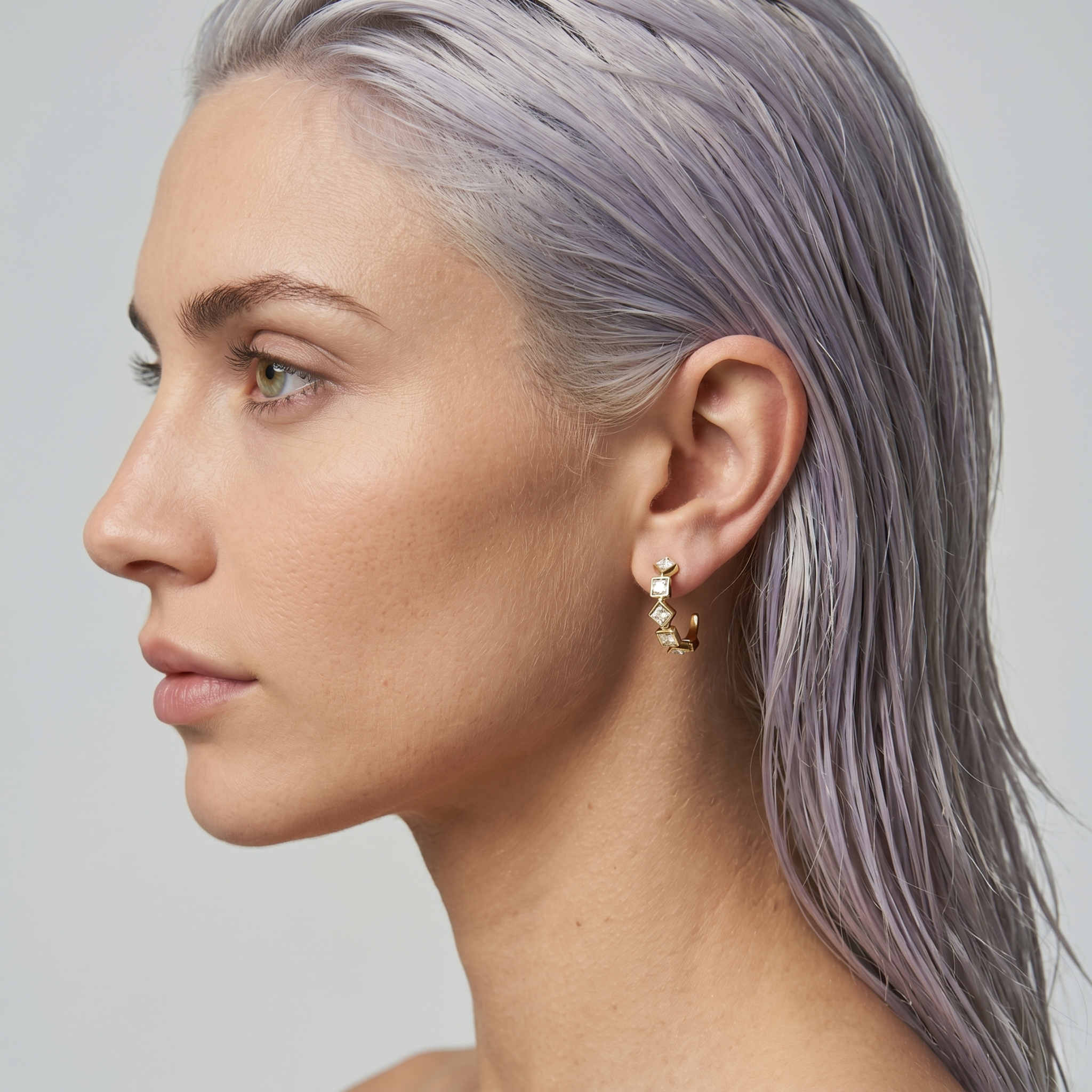 The Prism Earrings | Gold Crystal C-Hoop Earrings