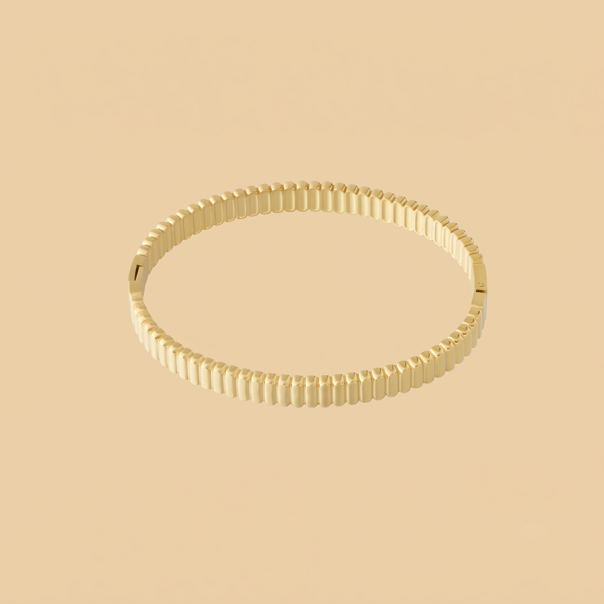 The Ribbed Bangle | Gold Fluted Hinged Bracelet